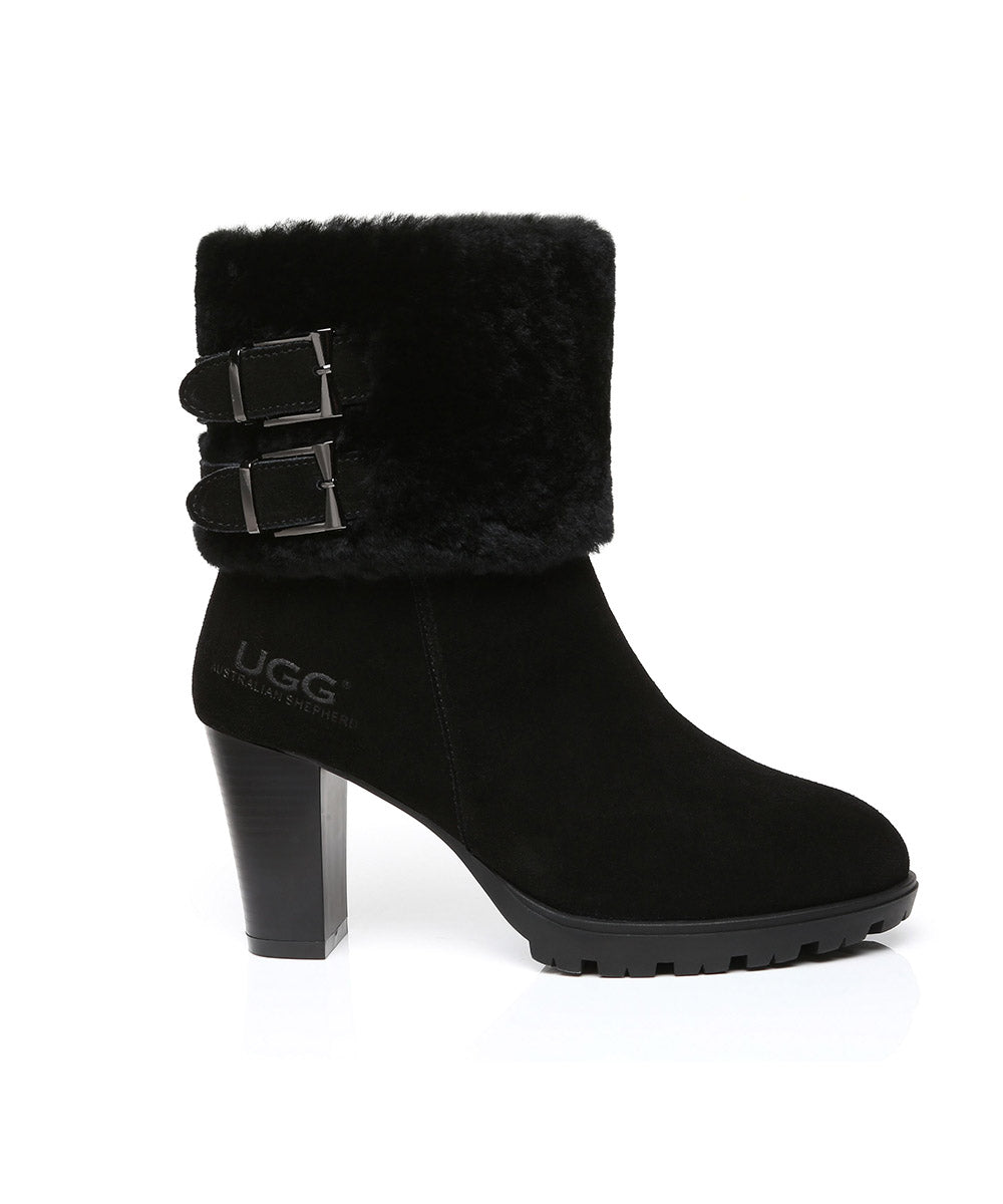 Women's Candy UGG Heel Boots - Cozy Winter Ankle Boots with Fur Lining for Women | Perfect for Casual Outings, Date Nights & Cold Weather Fashion