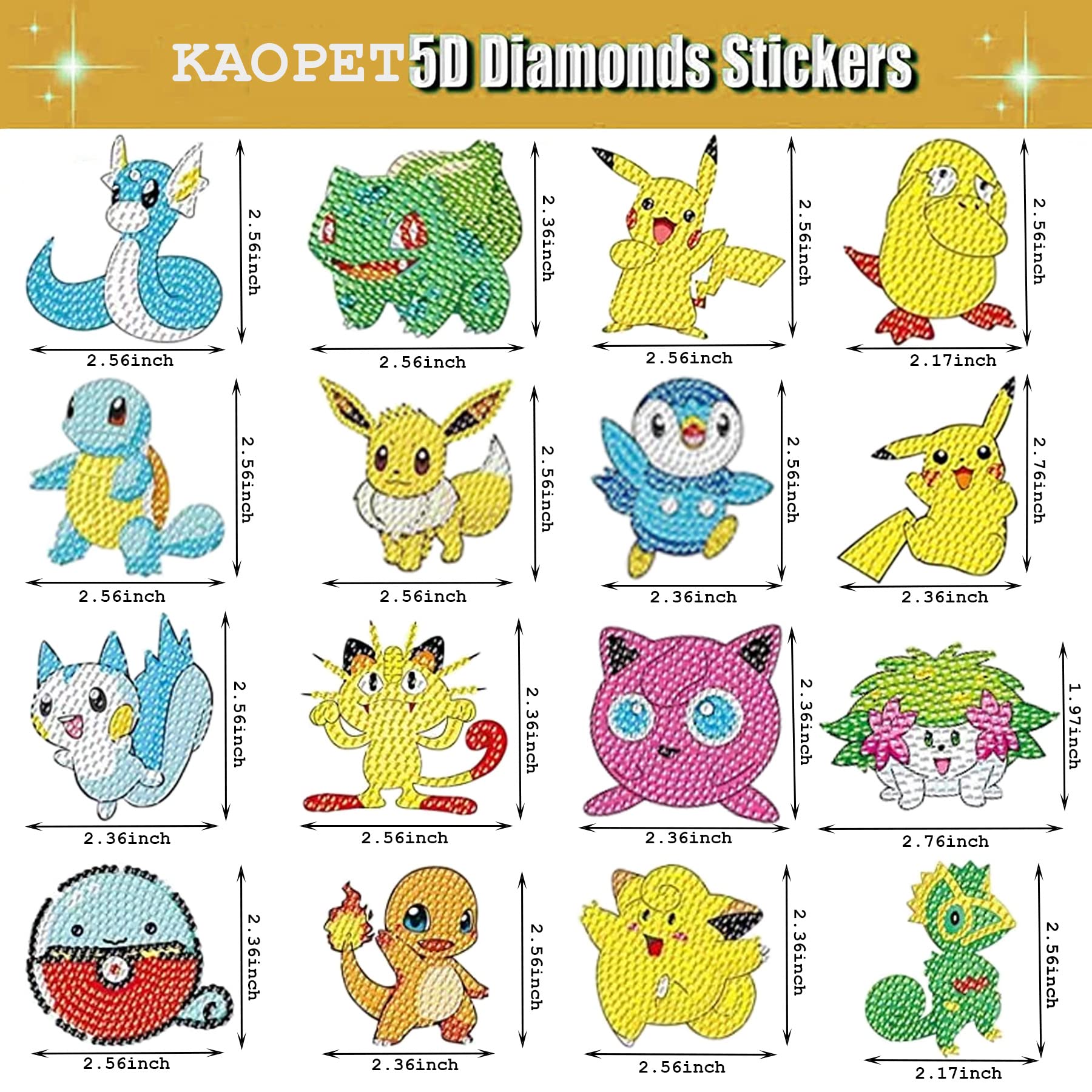 18 Pcs Diamond Art Stickers Kits for Kids & Adults - DIY Cartoon Paint by Numbers Mosaic Stickers, Arts & Crafts Kit for Beginners - Perfect for Home Decor, Scrapbooking & Gift Making