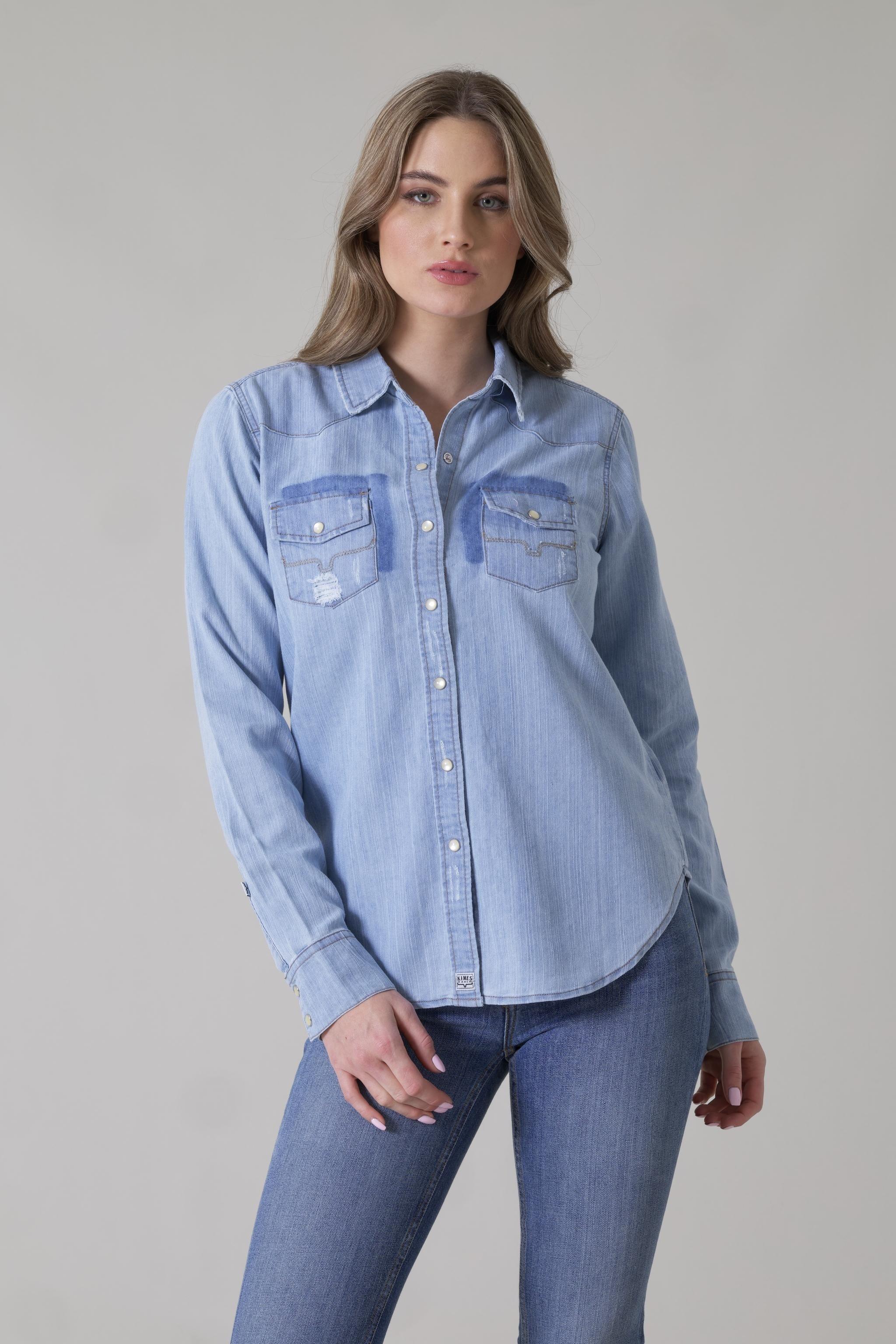 Stylish Kaycee Denim Top for Women - Trendy Button-Up Shirt with Comfort Fit - Perfect for Casual Outings, Date Nights & Weekend Wear