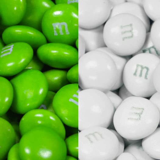 2 lbs Bulk Green & White M&Ms Milk Chocolate Candy - Perfect for Birthday Parties, Halloween Treats & Office Snacks