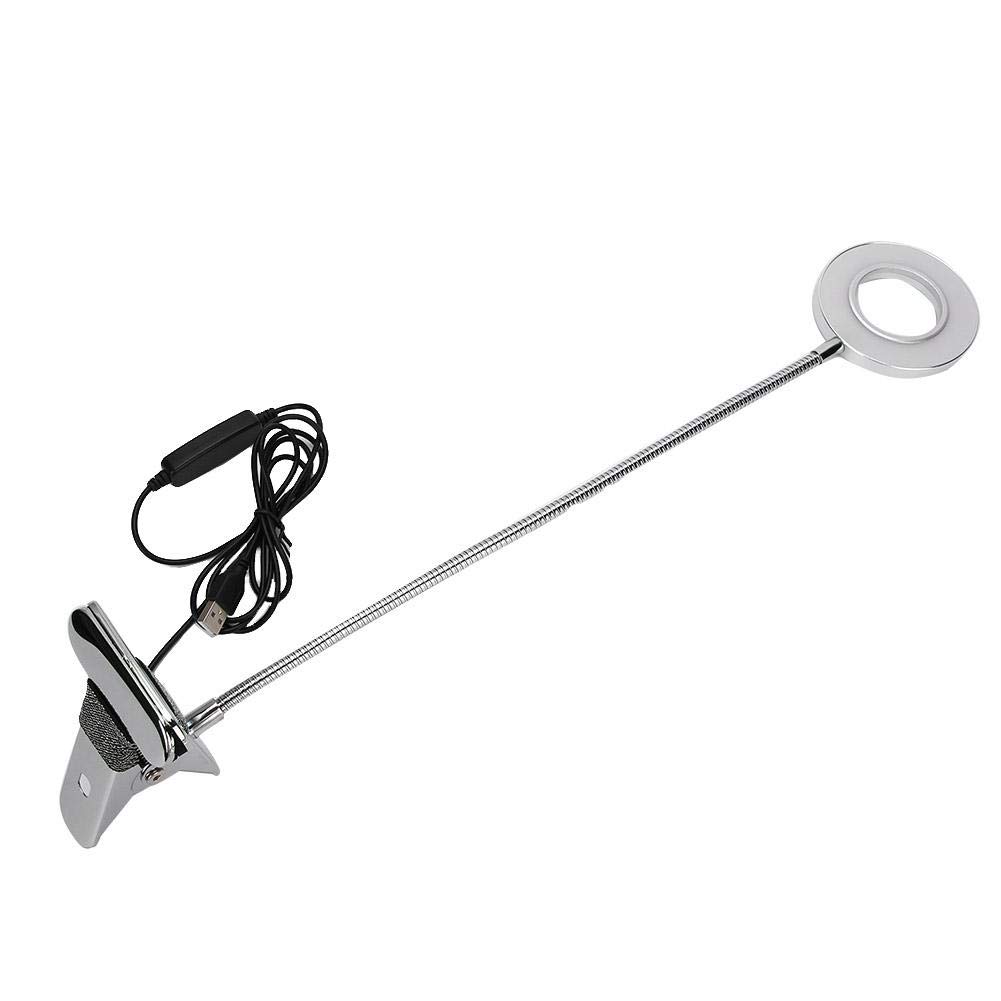USB Rechargeable LED Clip Table Lamp - Adjustable Brightness Bedside Reading Light for Study, Nail Art, Eyelash Extensions & Nightstand Use | Portable Desk Lamp with Flexible Gooseneck for Home Office & Dorm Room