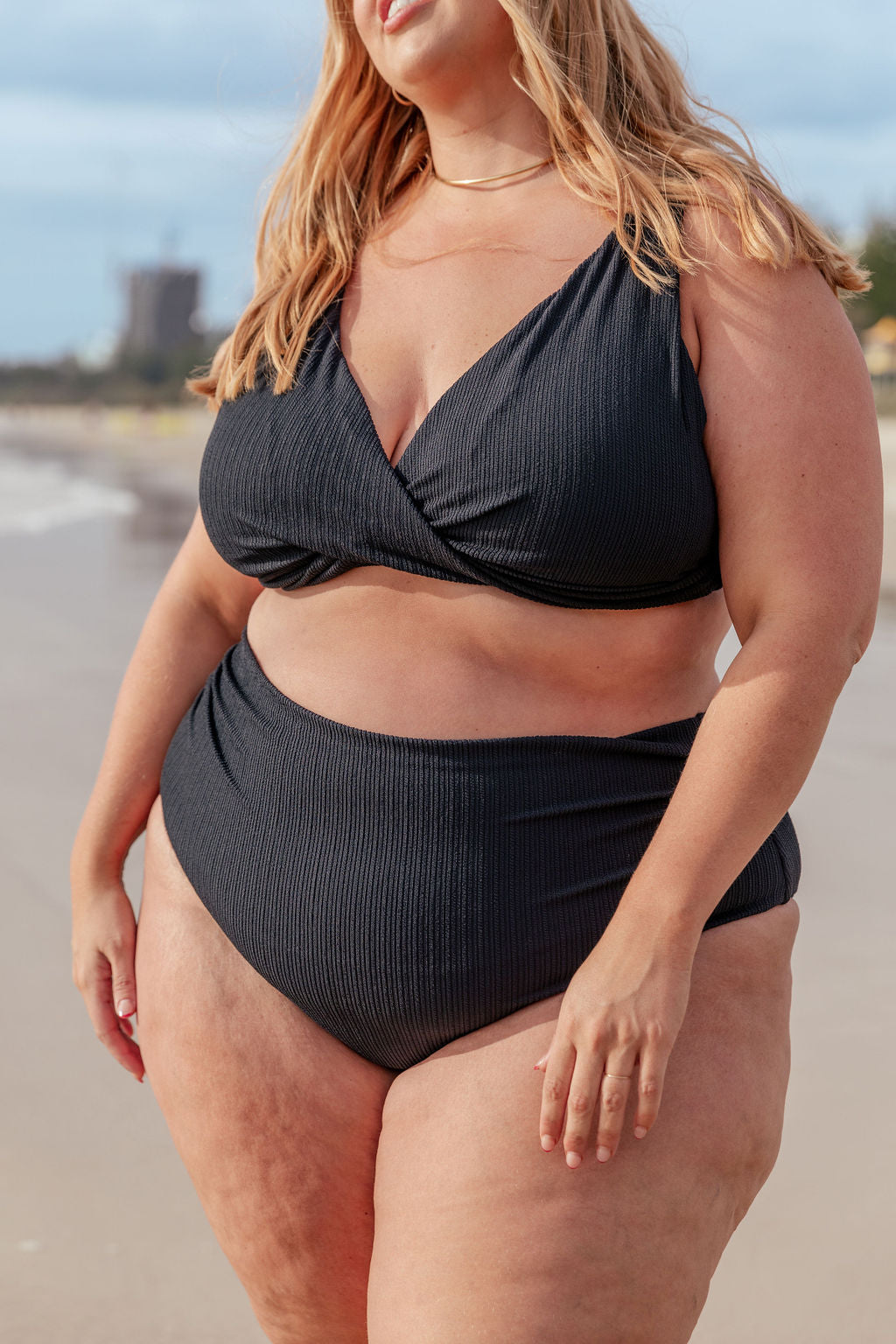 Black Miami Bikini Bottoms - High Waisted Swimwear for Women, Perfect for Beach Vacations & Pool Parties