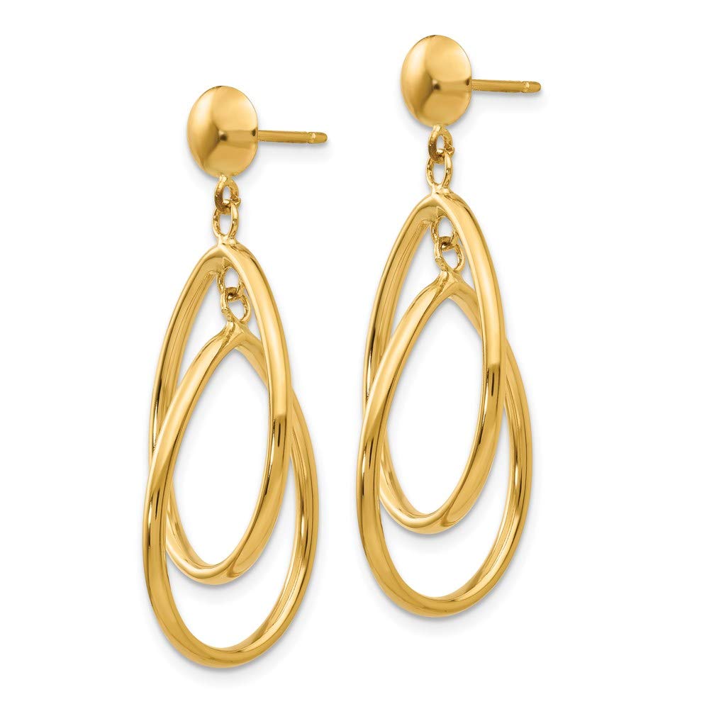 14K Yellow Gold Drop Dangle Earrings for Women - 37mm Elegant Design - Perfect for Parties, Weddings & Everyday Wear