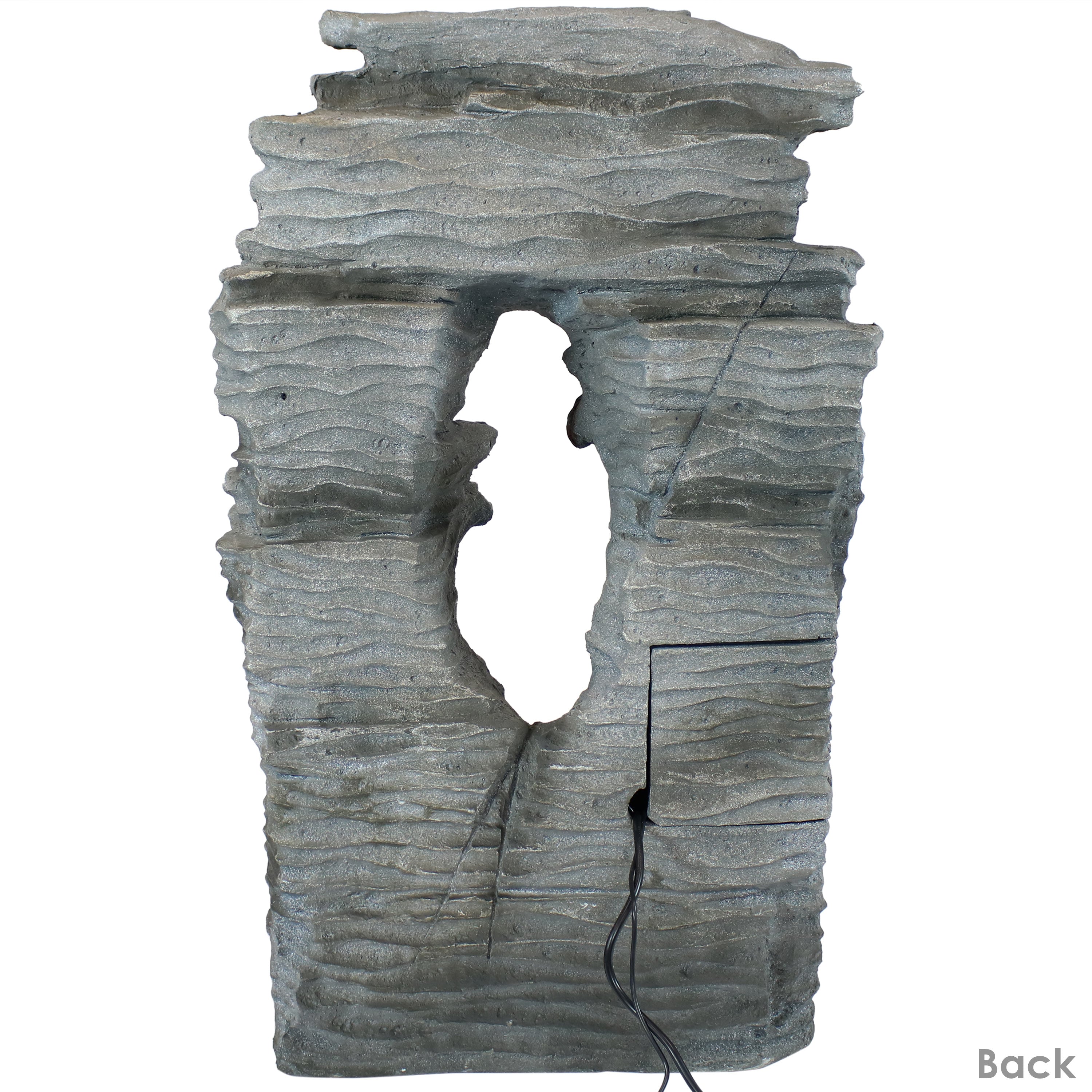 Outdoor Solar-Powered Dual Cascading Rock Waterfall Fountain with LED Lights & Submersible Pump - Perfect for Garden, Patio, and Backyard Decor