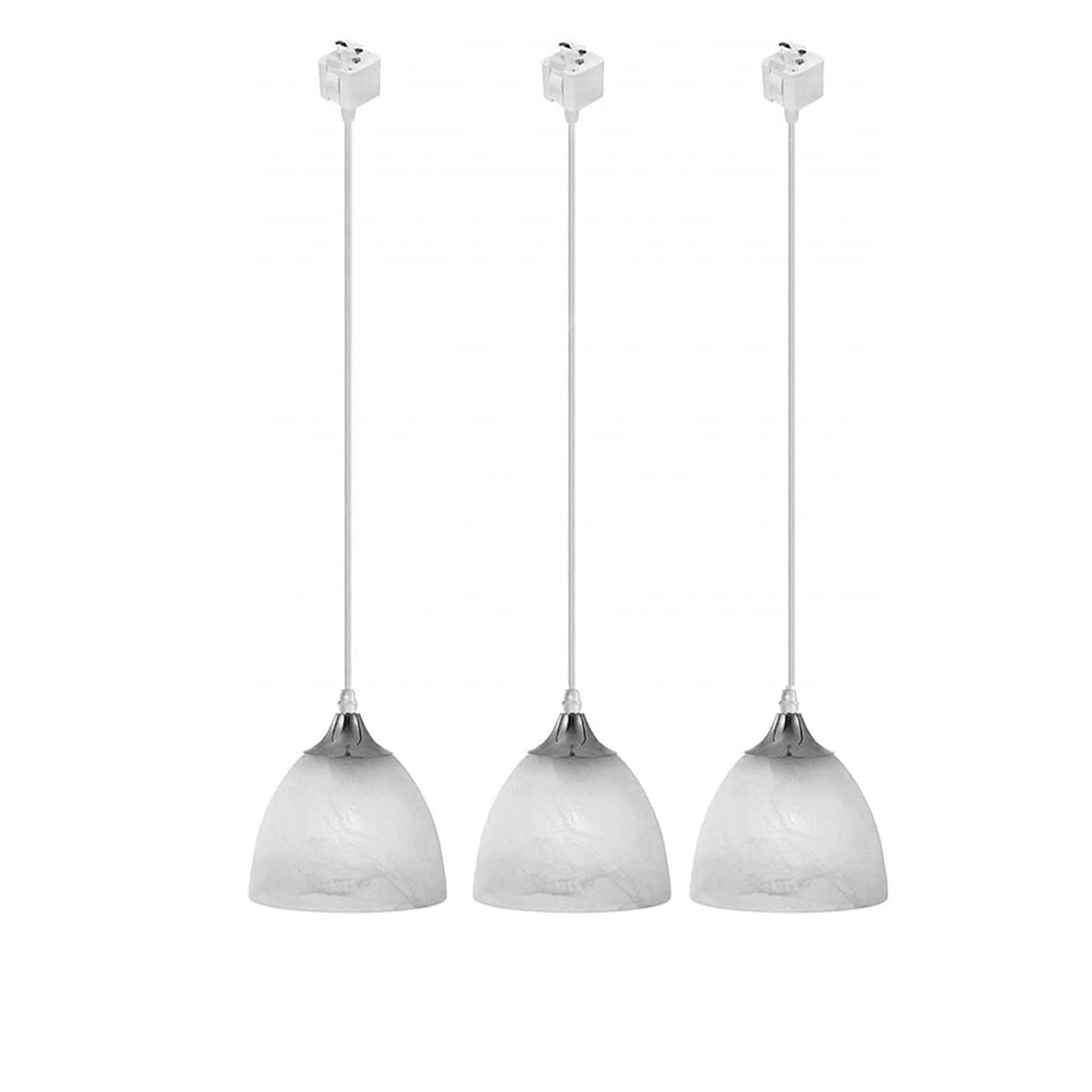 Kiven Juno Lighting 3 Pack J-Series Dimmable Track Mount Pendant Light Fixtures with Frosted White Glass Shade - 31.5 Inch Modern Lighting for Kitchen Island, Dining Room & Commercial Spaces