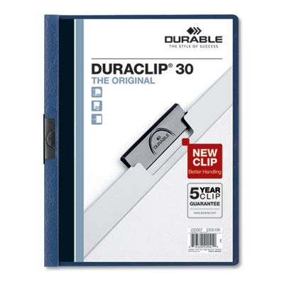 Durable Vinyl Report Cover with Clip - Letter Size, Holds 30 Pages, Clear & Dark Blue, 25 per Box (5 Boxes) - Perfect for Office Documents, School Reports, and Professional Presentations