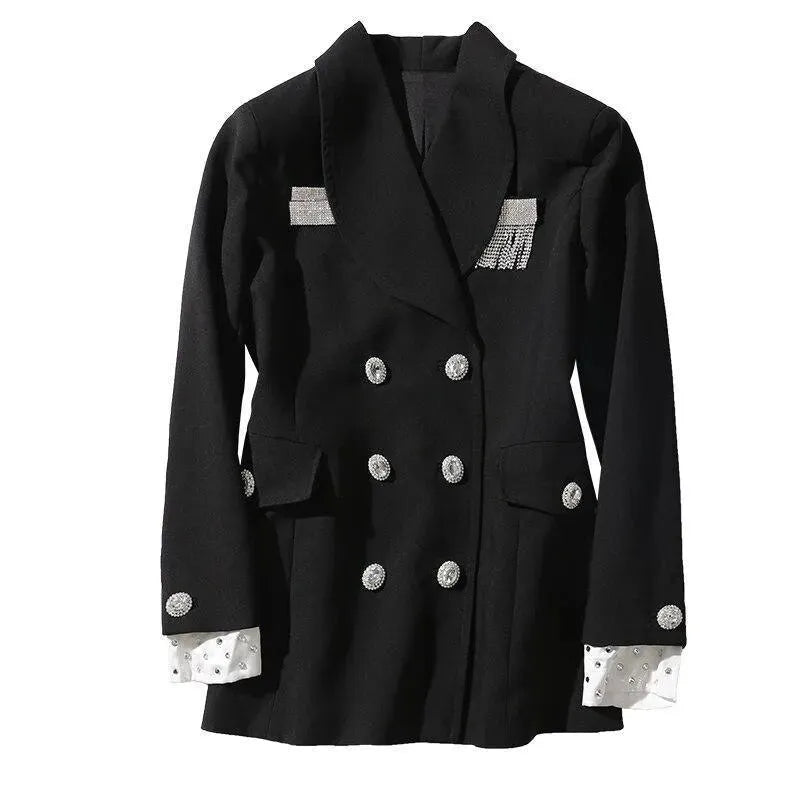 Stylish Women's Long Double Breasted Blazer - Casual Plain Solid Coat for Office, Business & Formal Events | Perfect for Workwear, Interviews & Professional Occasions