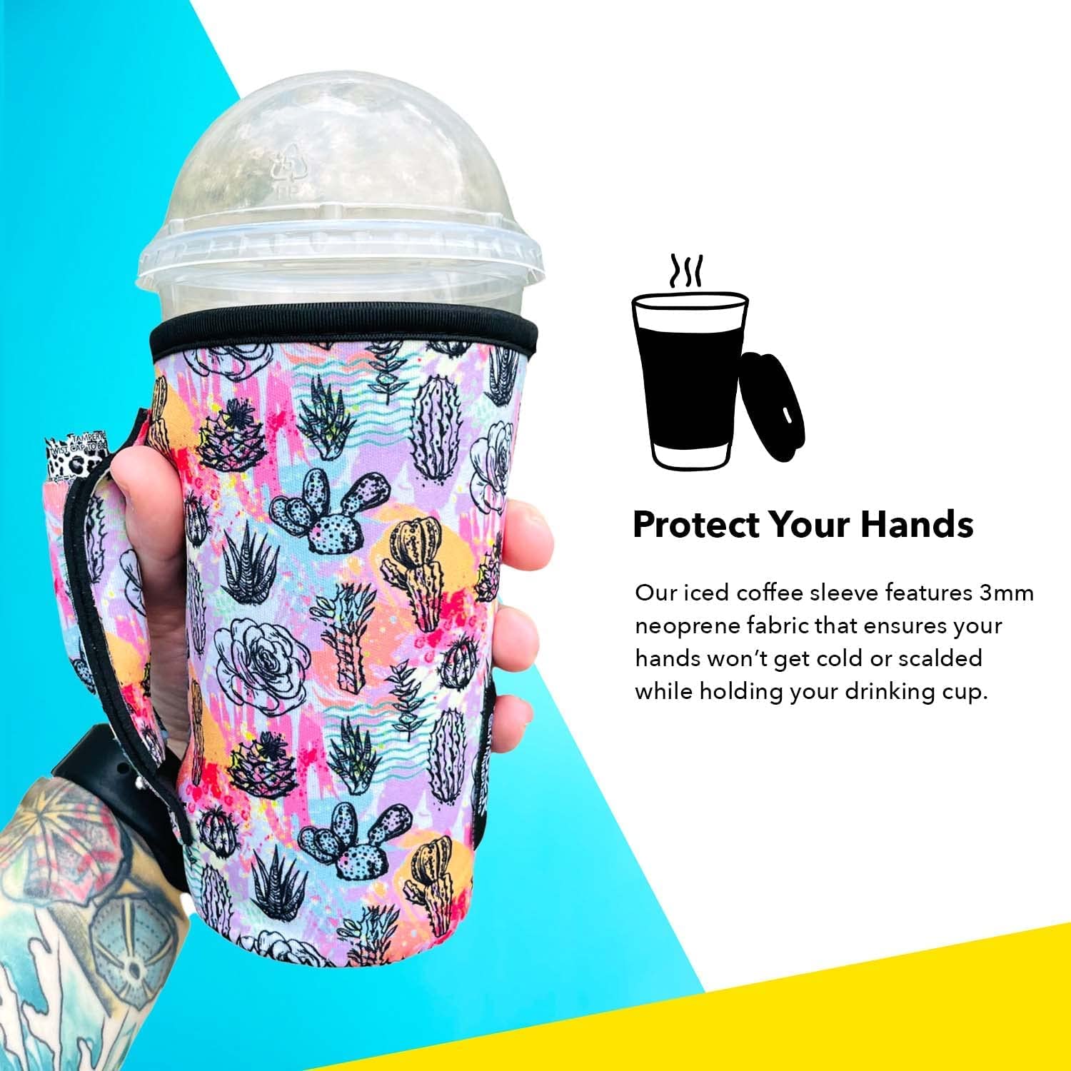 Insulated Neoprene Tumbler Holder for 20-27 oz Cups - Coffee & Tea Sleeve with Handle & Pocket - Water Resistant Beverage Cover for Large to XL Tumblers & Shaker Bottles (EUPHORIA) - Perfect for Travel, Office, Gym & Outdoor Activities
