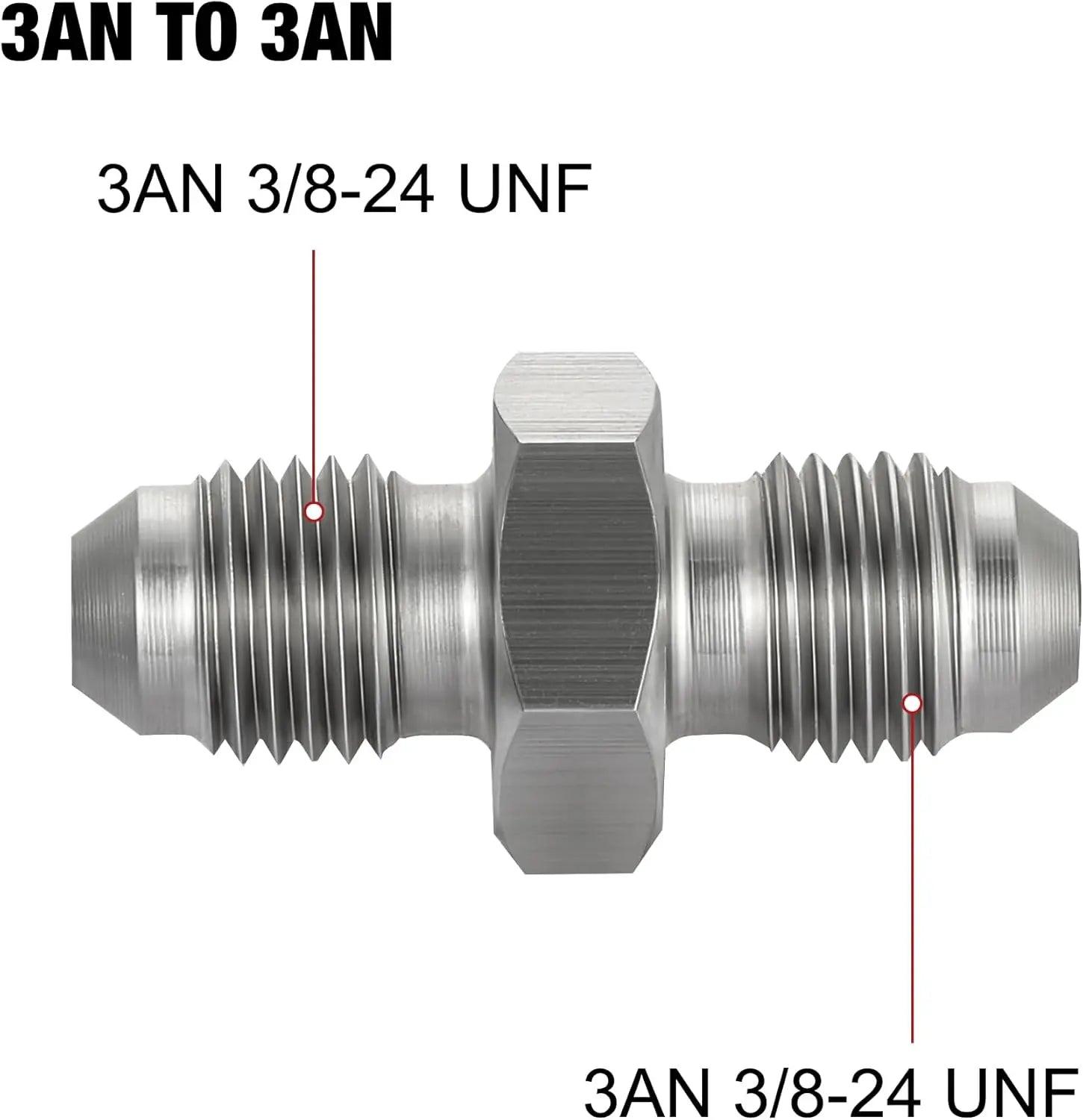 EVIL ENERGY AN Male to Male Stainless Steel Brake Line Coupler Union Straight Adapter Fitting - High Performance Brake System Connector for Racing, Off-Road & Custom Automotive Applications