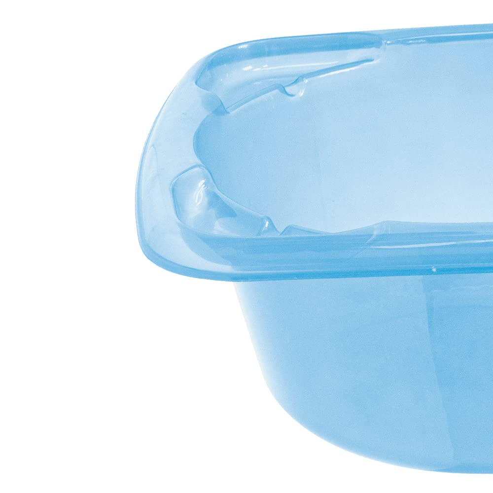 SQ Professional 50L Transparent Baby Bathtub - Tapered Design for Comfort, Includes Soap Holder & Easy to Clean (Blue) - Perfect for Newborns, Infants & Toddlers Bath Time Safety