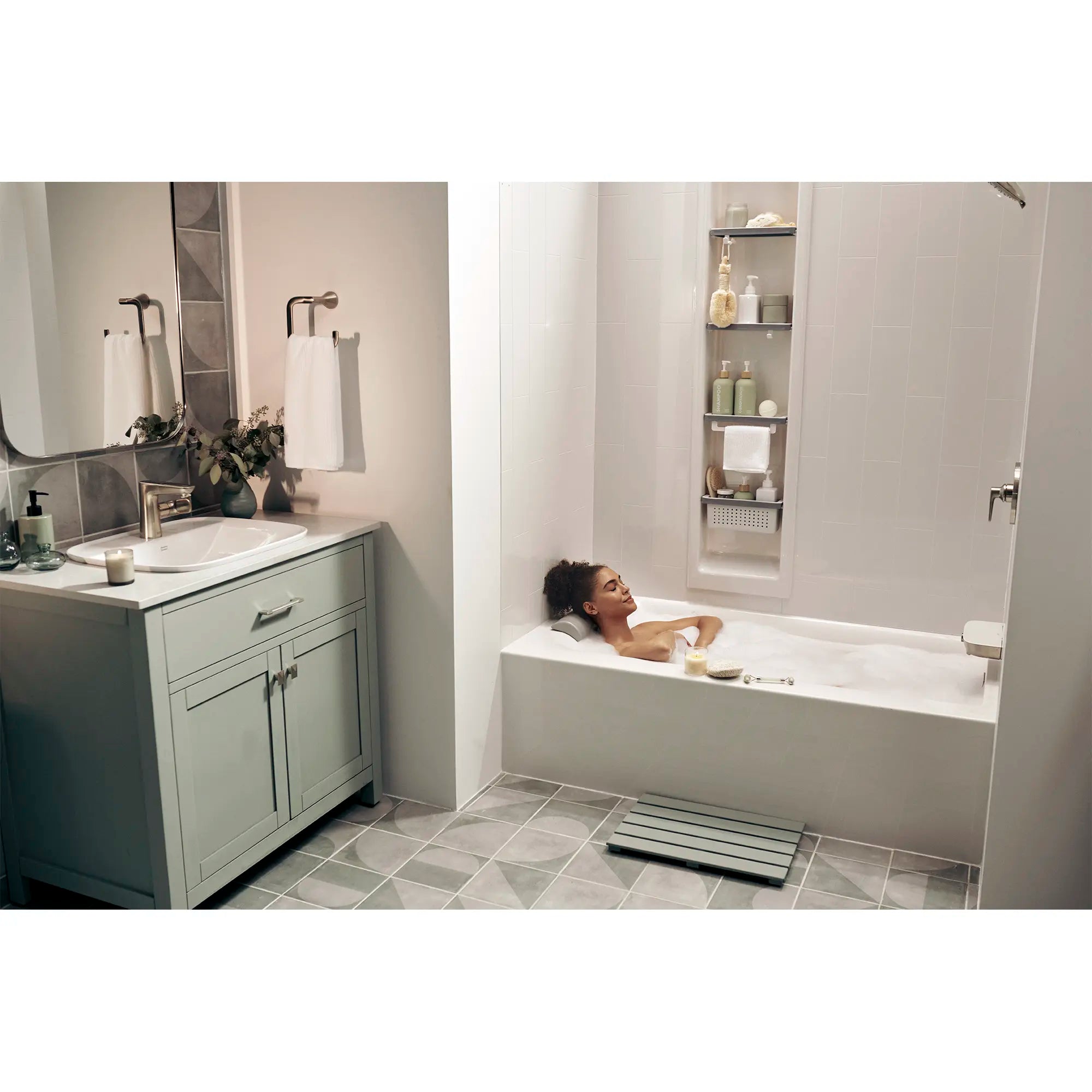 60 x 32 x 72 Inch Vertical Tile Bath Wall Set - Waterproof Shower Panel System for Modern Bathroom Renovation | Perfect for Home Spa, Luxury Bath & Shower Area Upgrade