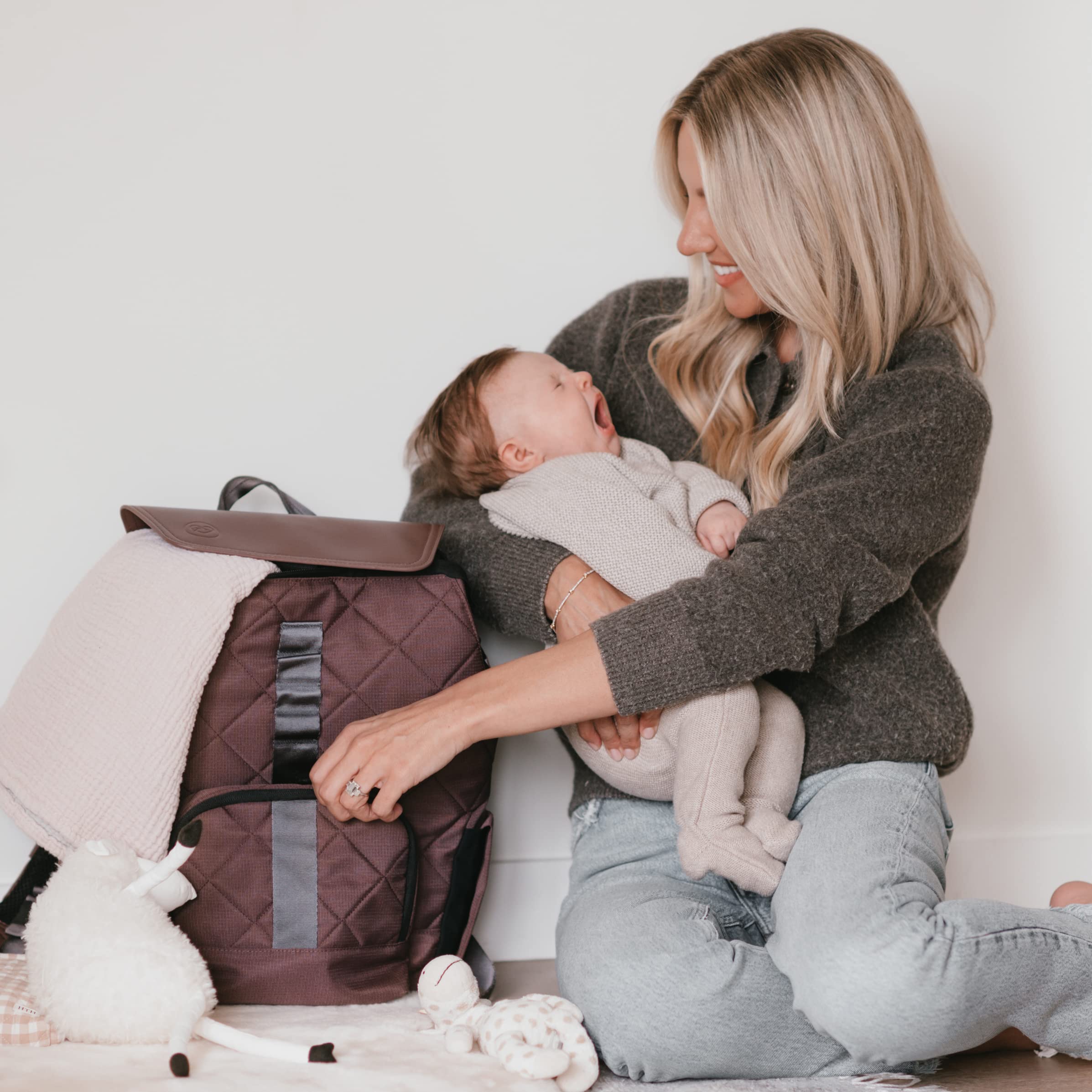 Jojo Diaper Bag Backpack with Fold Out Changing Station - Eco-Friendly Baby Bag for Parents, Waterproof & Spacious (Baked Oak) | Perfect for Travel, Daycare & On-the-Go Parenting