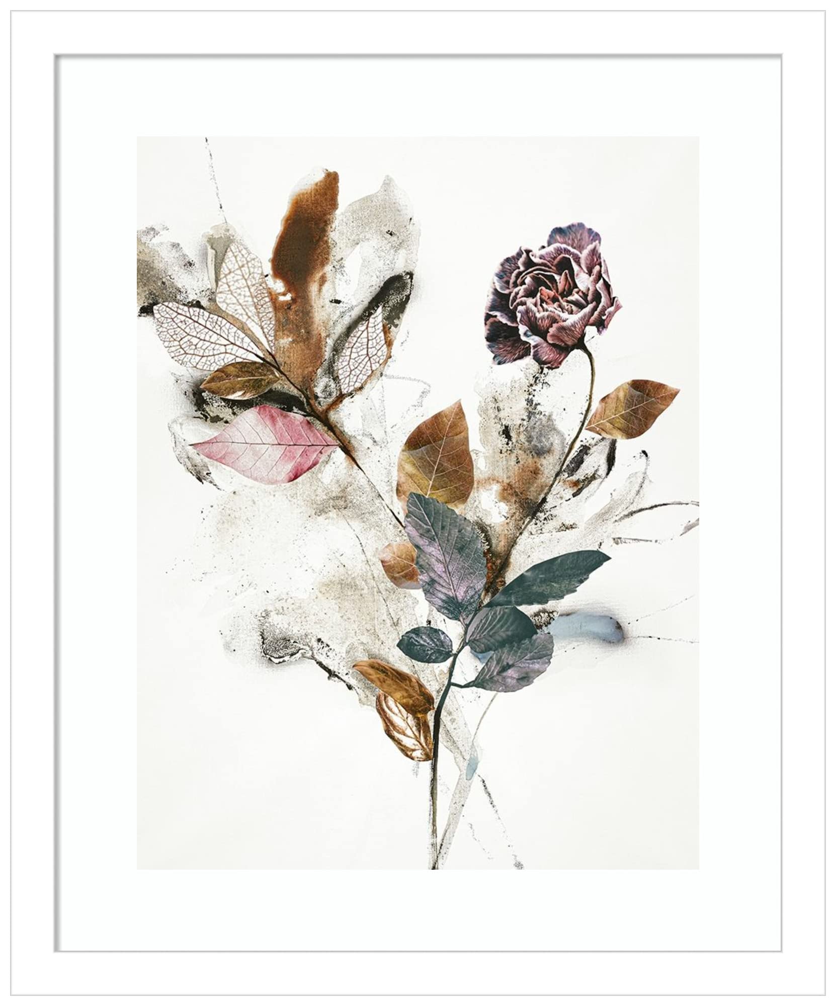 Amanti Art Wood Framed Wall Decor - Floral Print Playing Flower 1 by Design Fabrikken, 14x17 Inches, Slim White Frame - Perfect for Living Room, Bedroom & Office Decor