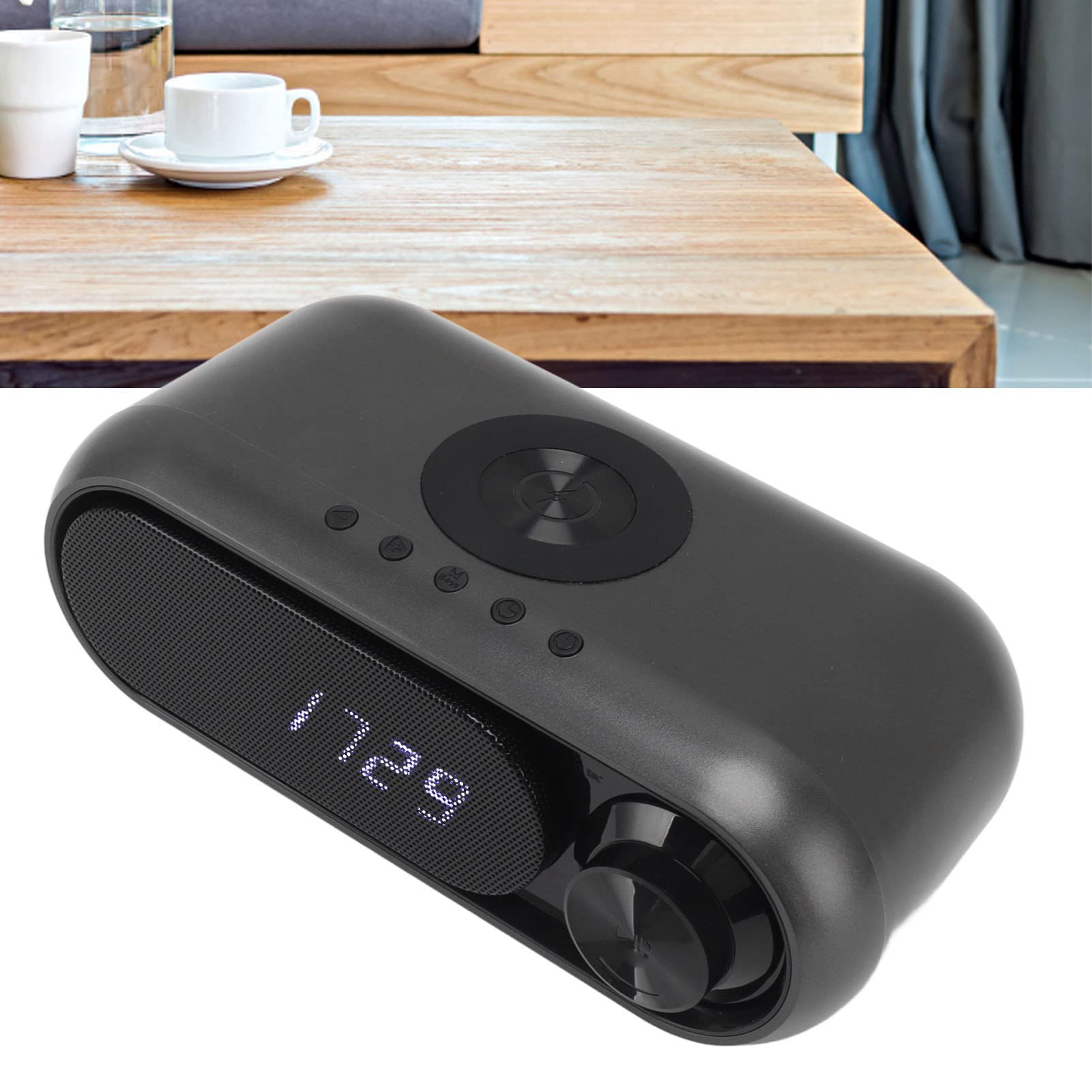 Wireless Charging Digital Alarm Clock with Bluetooth Speaker, FM Radio & LED Display - Modern Bedside Clock for Bedroom, Office, Nightstand (Iron Gray, 10W) - Perfect for Home, Travel & Gifts