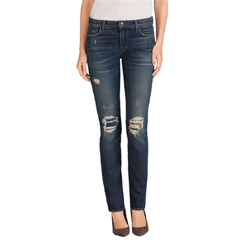 J Brand Ellis Straight Leg Jeans for Women - Distressed Villain Wash, High-Rise, Slim Fit | Perfect for Casual Wear, Office & Night Out