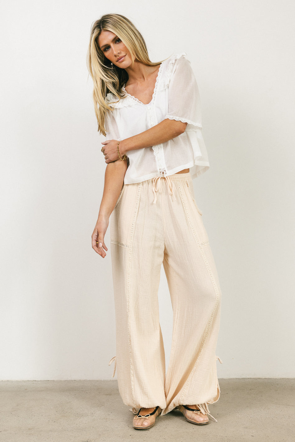 Avery Crinkle Joggers in Oatmeal - Soft Comfortable Women's Lounge Pants for Yoga, Running & Casual Wear