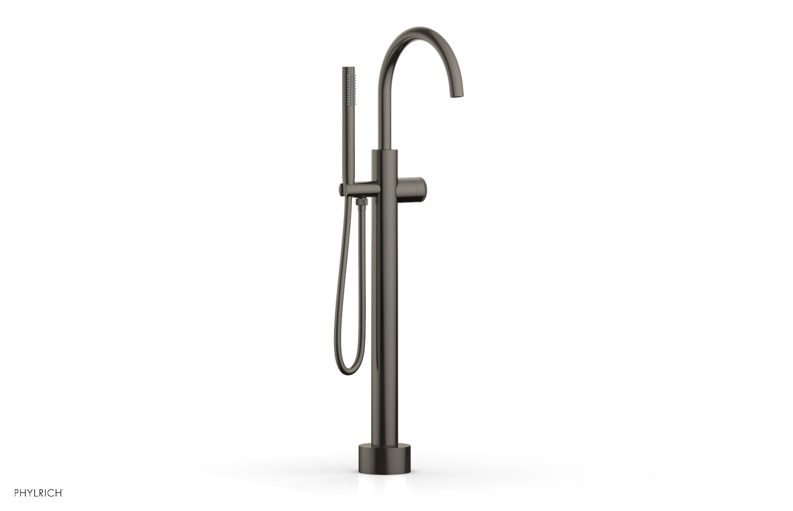 BASIC II Low Floor Mount Tub Filler with Knurled Handle and Hand Shower - Model 230 44 03 - Perfect for Modern Bathrooms and Spa-Like Showers