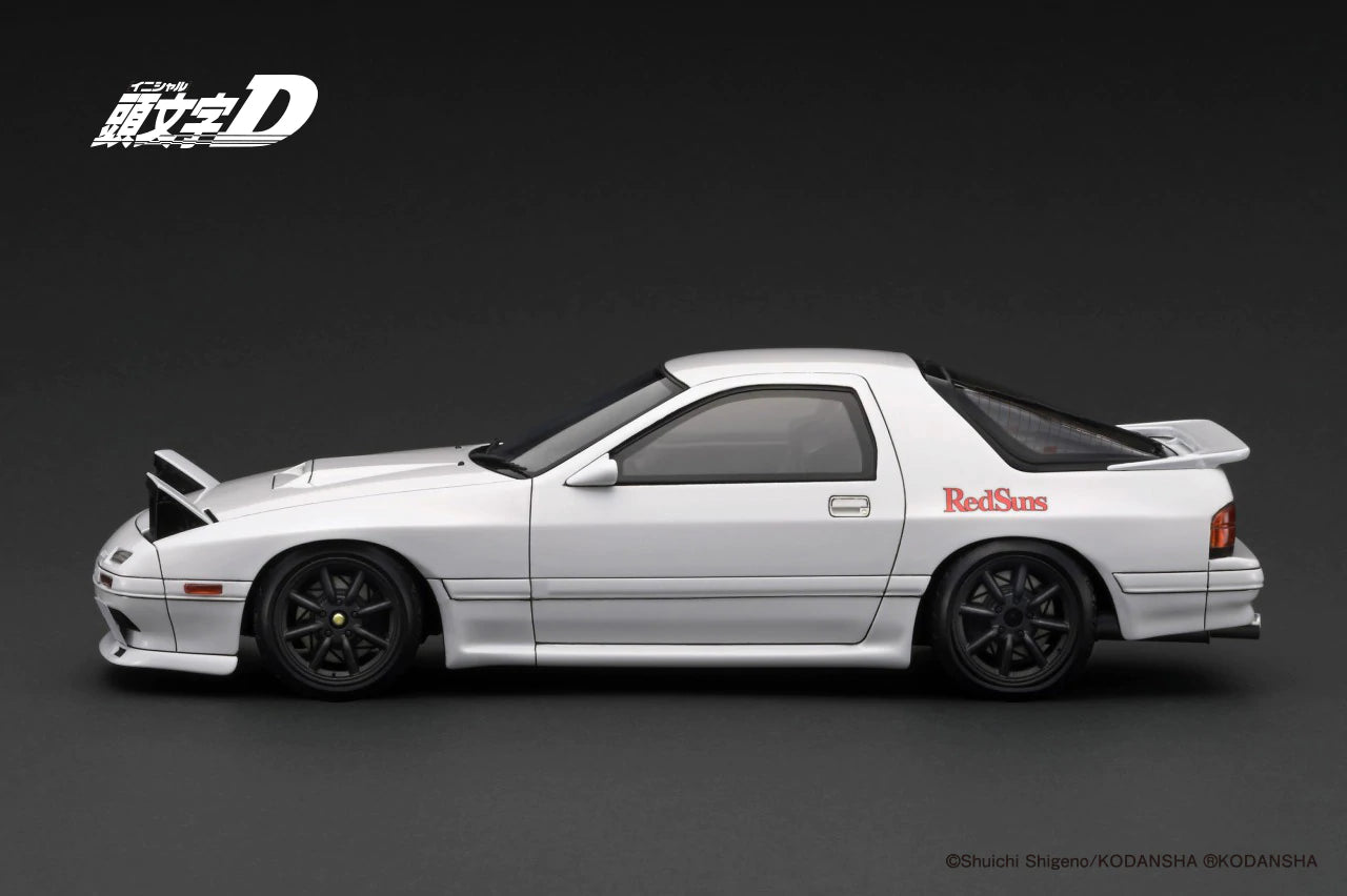 1:18 Scale Initial D Mazda Savanna RX-7 FC3S Infini White Diecast Model Car - Anime Inspired Collectible for Display & Racing Fans