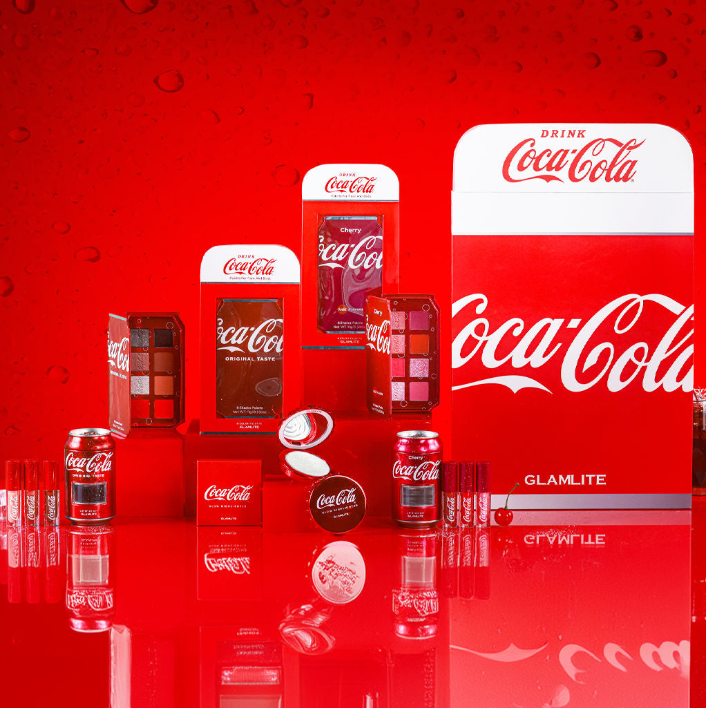 Glamlite x Coca Cola PR Box Full Collection - Limited Edition Makeup Set with Eyeshadow Palette & Lip Gloss - Perfect for Cosplay, Halloween, and Themed Parties