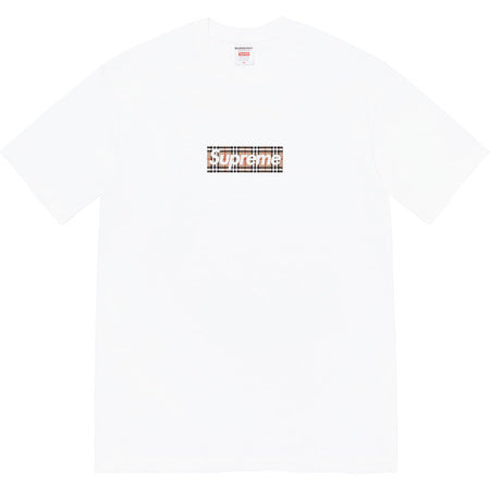Supreme x Burberry Box Logo T-Shirt - White Cotton Streetwear Tee for Men & Women | Perfect for Casual Outfits, Street Style & Fashion Collectors