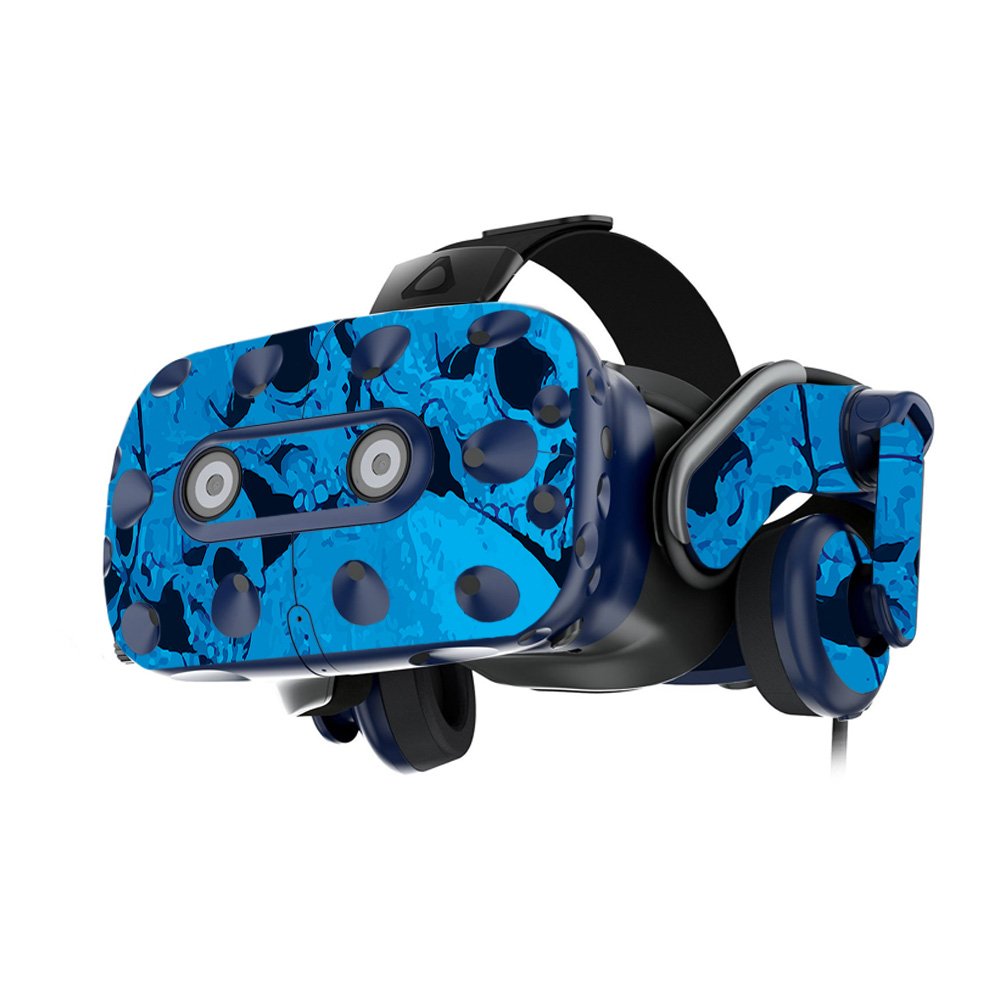 MightySkins Vinyl Decal Wrap Cover for HTC VIVE Pro VR Headset - Blue Skulls Design | Protective, Durable, Customizable Skin | Easy to Apply & Remove | Made in USA | Perfect for Gaming, VR Enthusiasts & Personalization