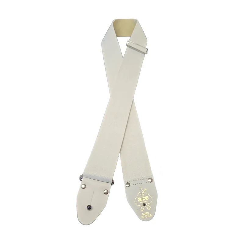 Vintage Reissue D'Andrea Ace 2 Guitar Strap - White on White Woven Design for Electric & Acoustic Guitars - Perfect for Stage Performances & Studio Sessions
