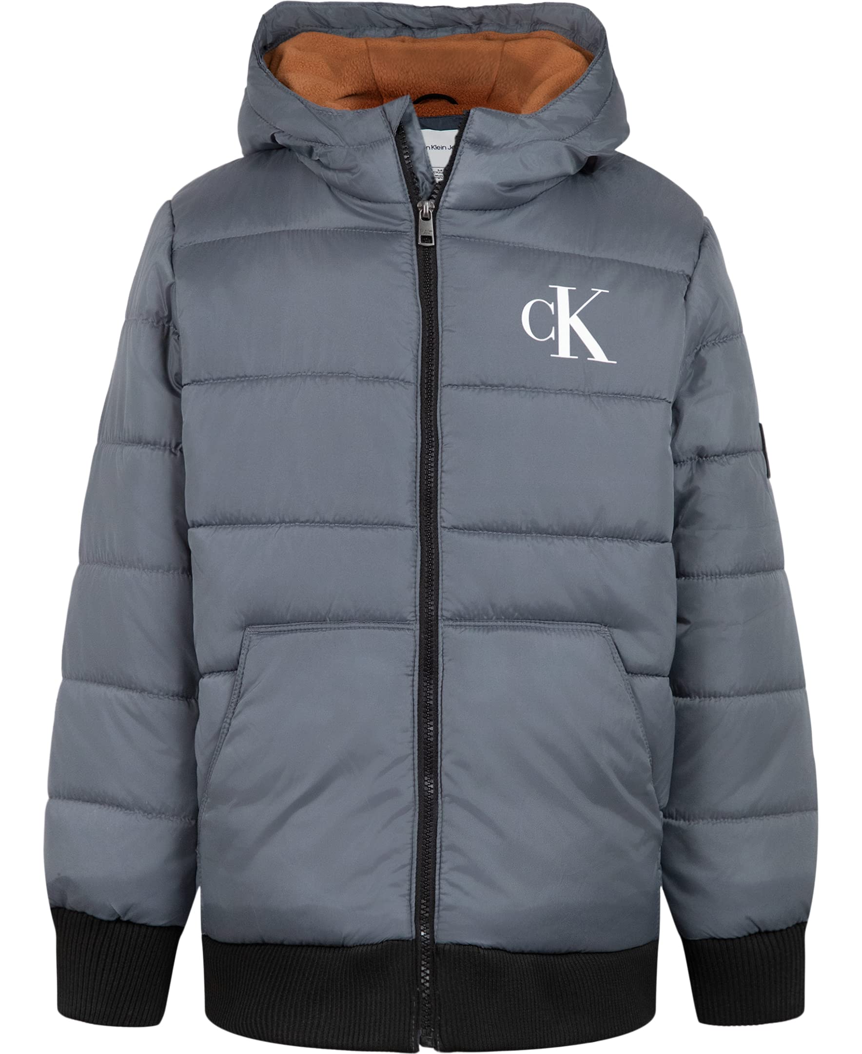 Calvin Klein Boys' Heavyweight Hooded Bubble Jacket with Polar Fleece Lining - Warm Winter Coat for Kids Outdoor Activities, School & Play