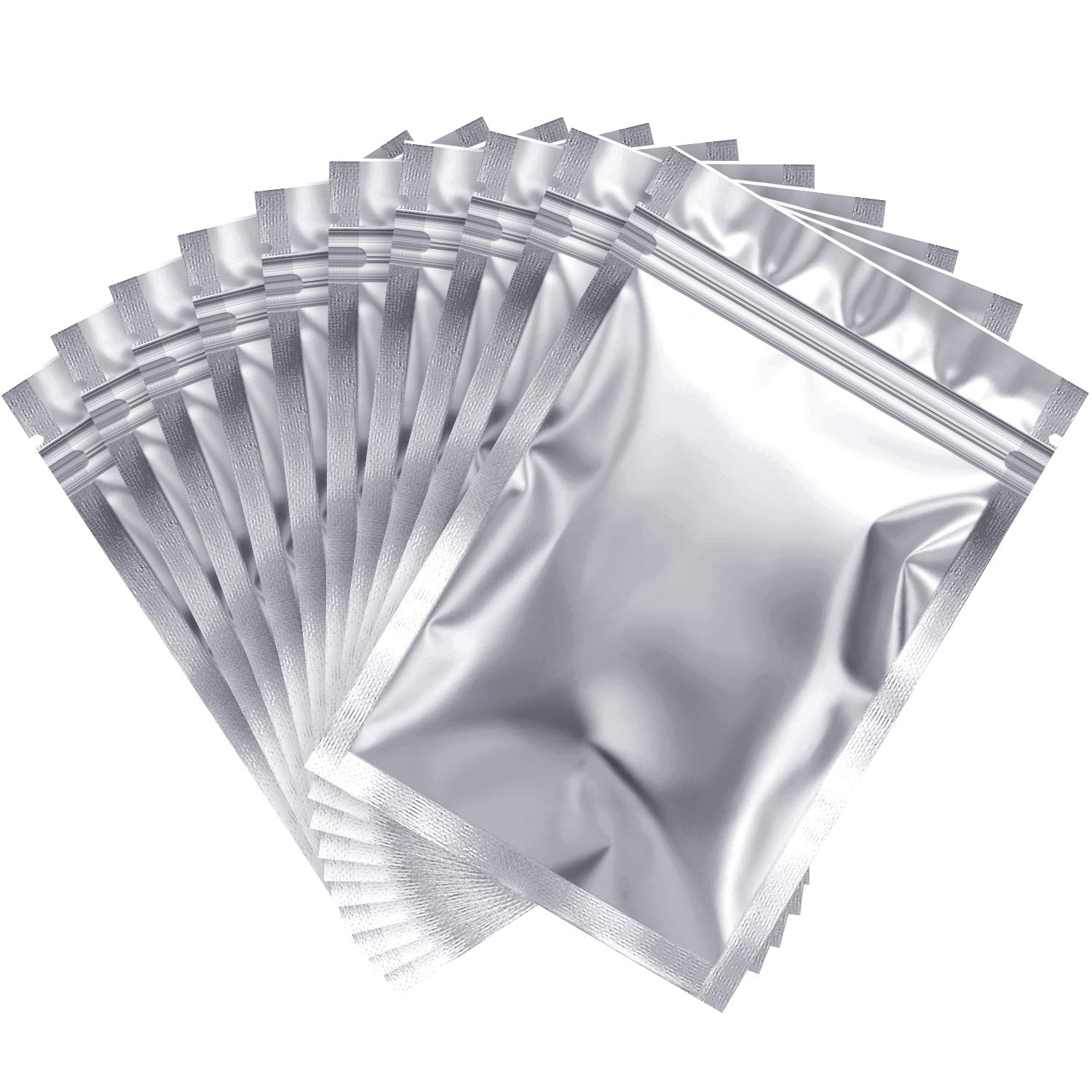 100-Piece Holographic Food Storage Bags - Silver, 3.3 x 5.1 Inch - Airtight Resealable Bags for Snacks, Candy, Nuts & Meal Prep | Perfect for Home, Office & Travel Organization