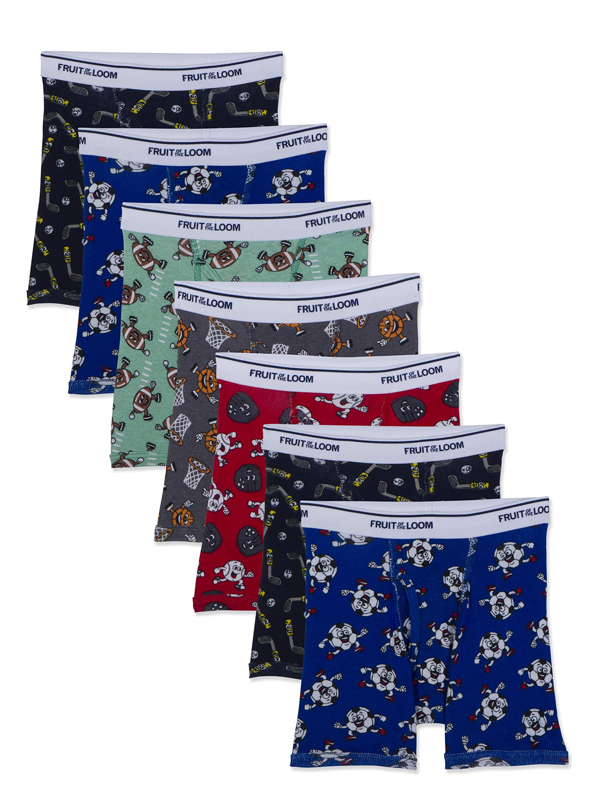 Fruit of the Loom Boys' 7-Pack Assorted Color Toddler Boxer Briefs - Soft Cotton Underwear for Kids, Comfortable Everyday Wear for School & Playtime