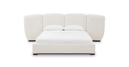 Acadia Bed - Queen Size Wooden Platform Bed Frame with Headboard - Modern & Sturdy Design for Bedroom, Guest Room, or Dorm