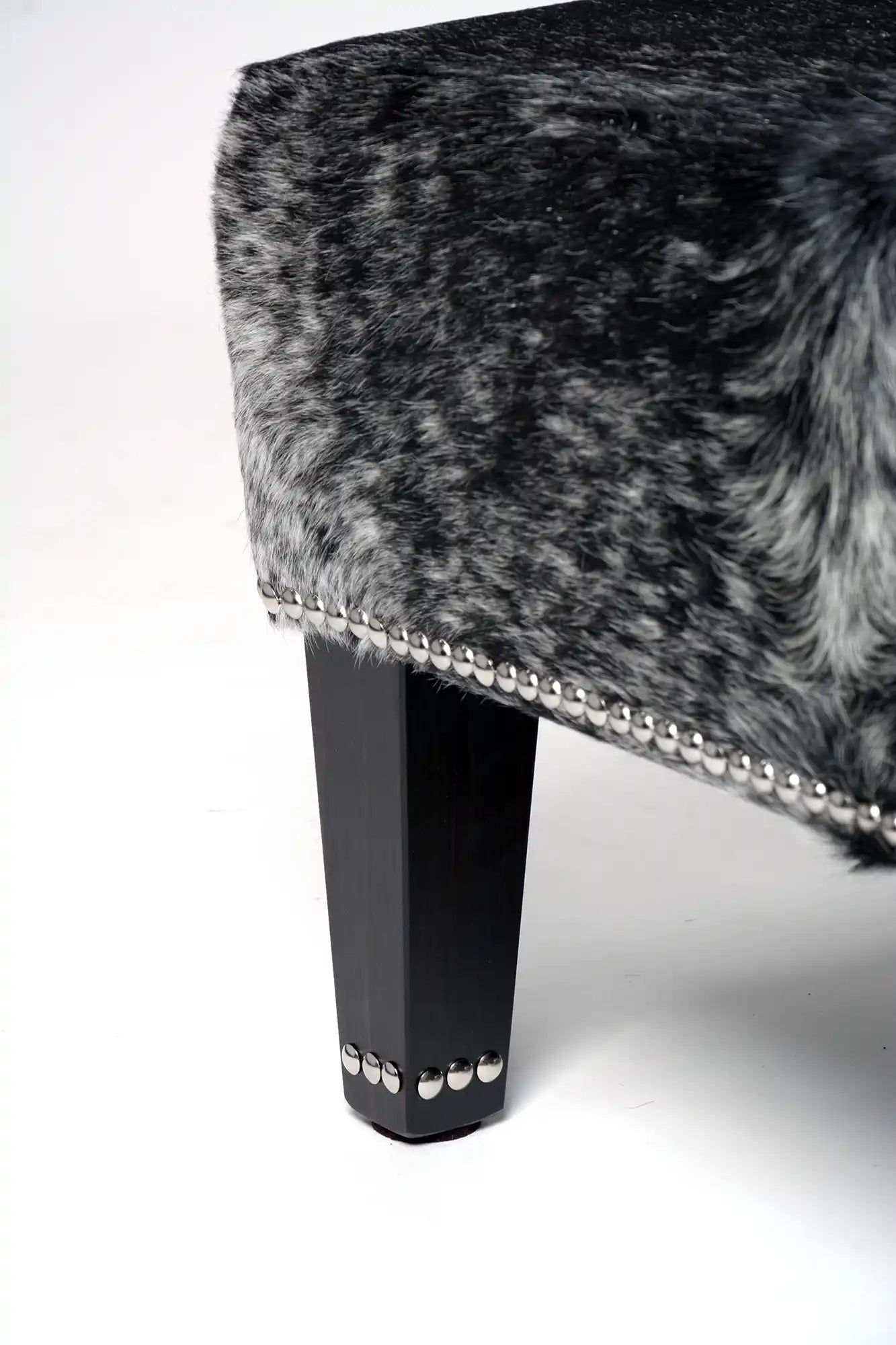 Premium Cowhide Ottoman with Sturdy Wood Stud Legs - 51