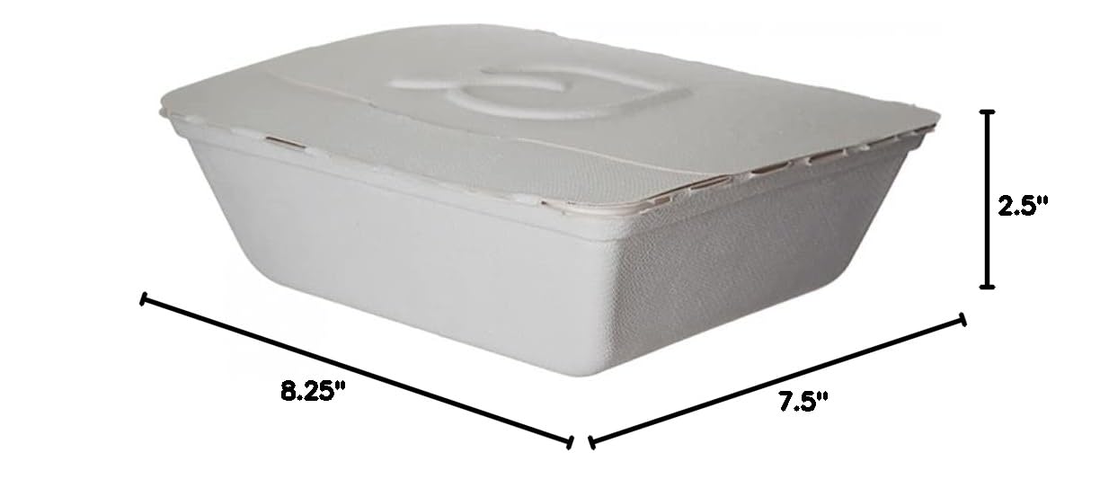 Eco-Friendly Compostable Sugarcane Takeout Containers - 58 oz (150-Pack) | Biodegradable & Sustainable Food Storage for Restaurants, Catering & Picnics | EP-FSC58 White