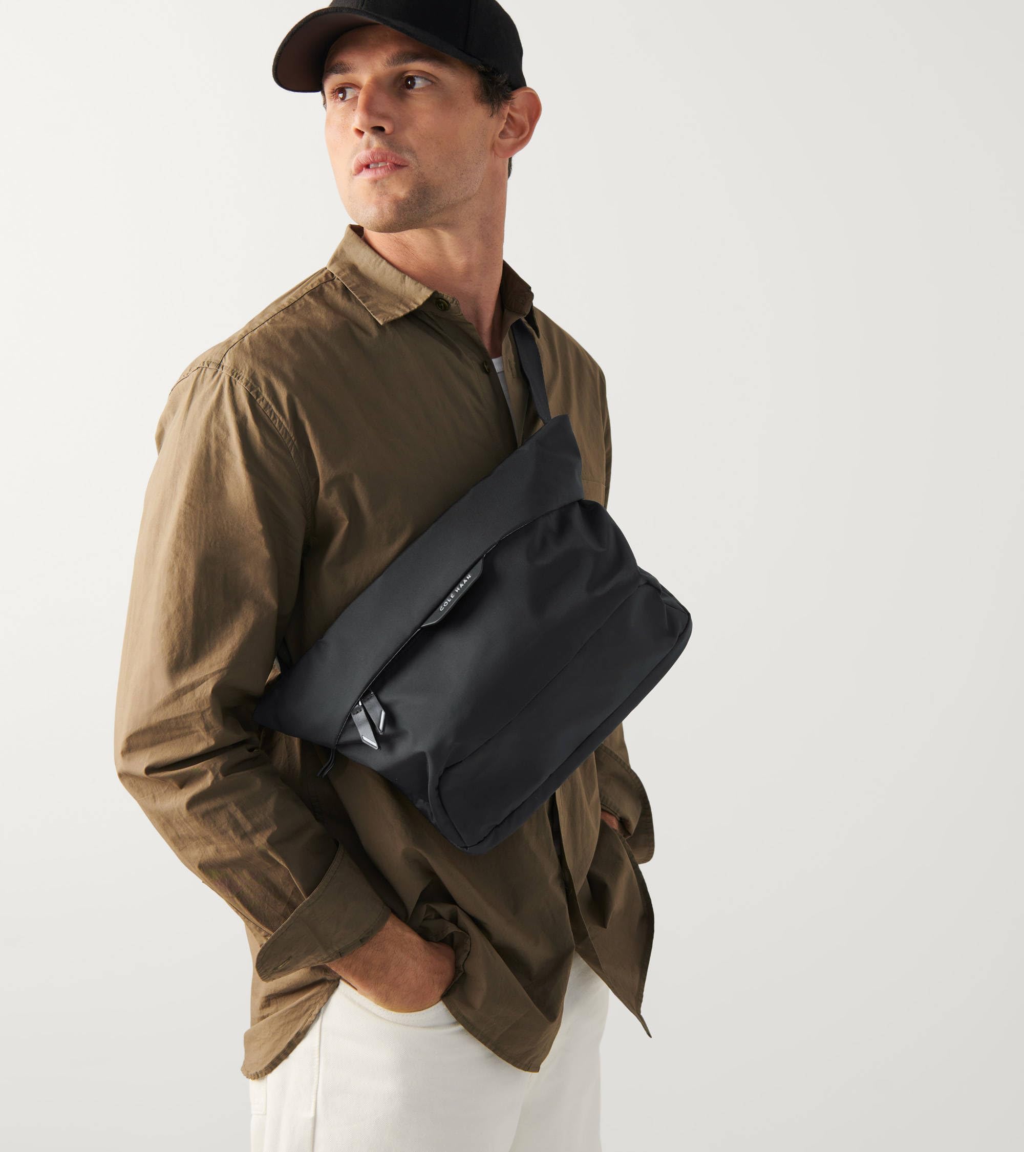 Cole Haan Central Sling Bag - Stylish Crossbody Bag for Men & Women | Durable Leather Shoulder Bag for Travel, Work & Daily Use