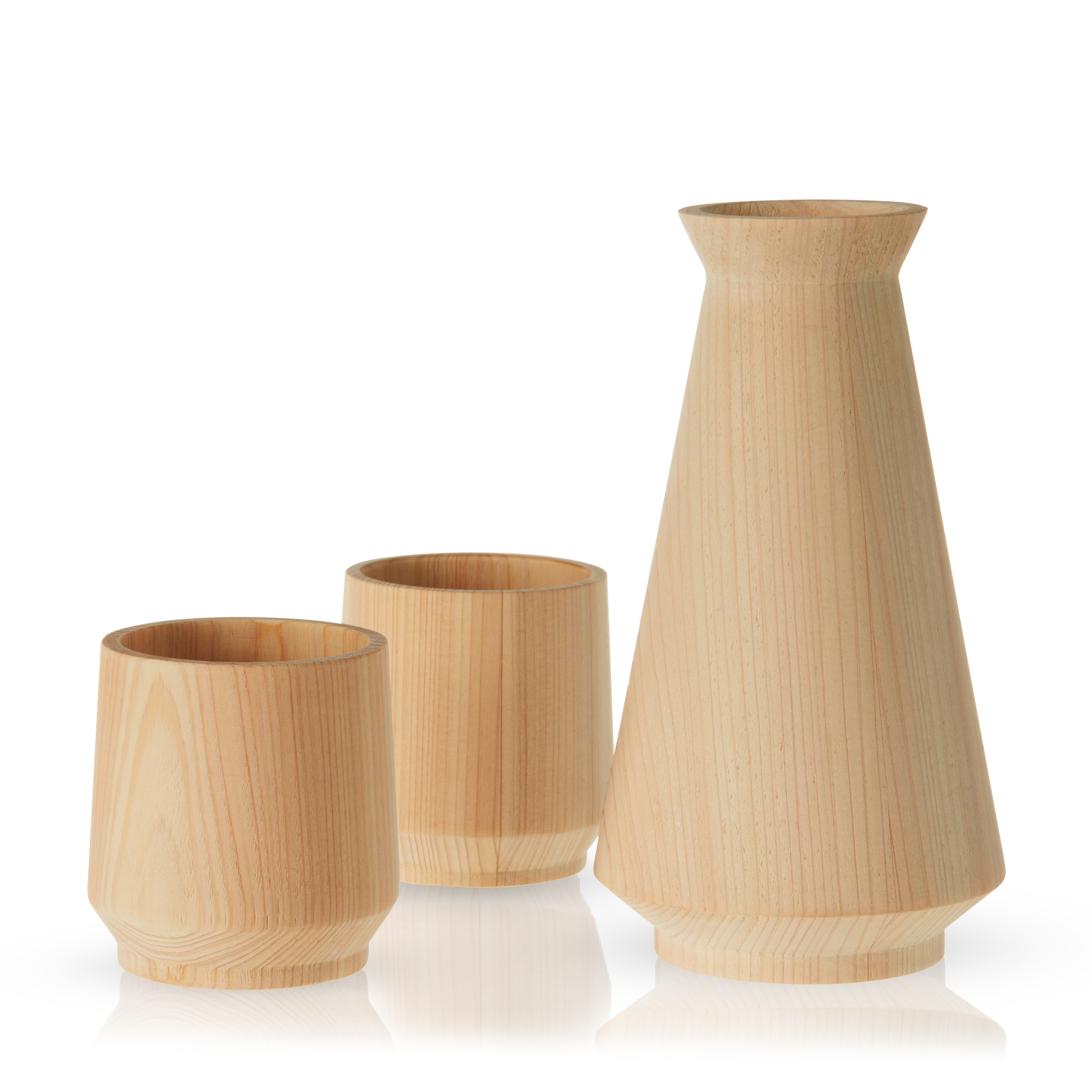 Premium Japanese Hinoki Cypress Wood Sake Set - Traditional Handcrafted Sake Cups & Carafe - Perfect for Japanese Dining, Gift Giving & Home Bar Decor