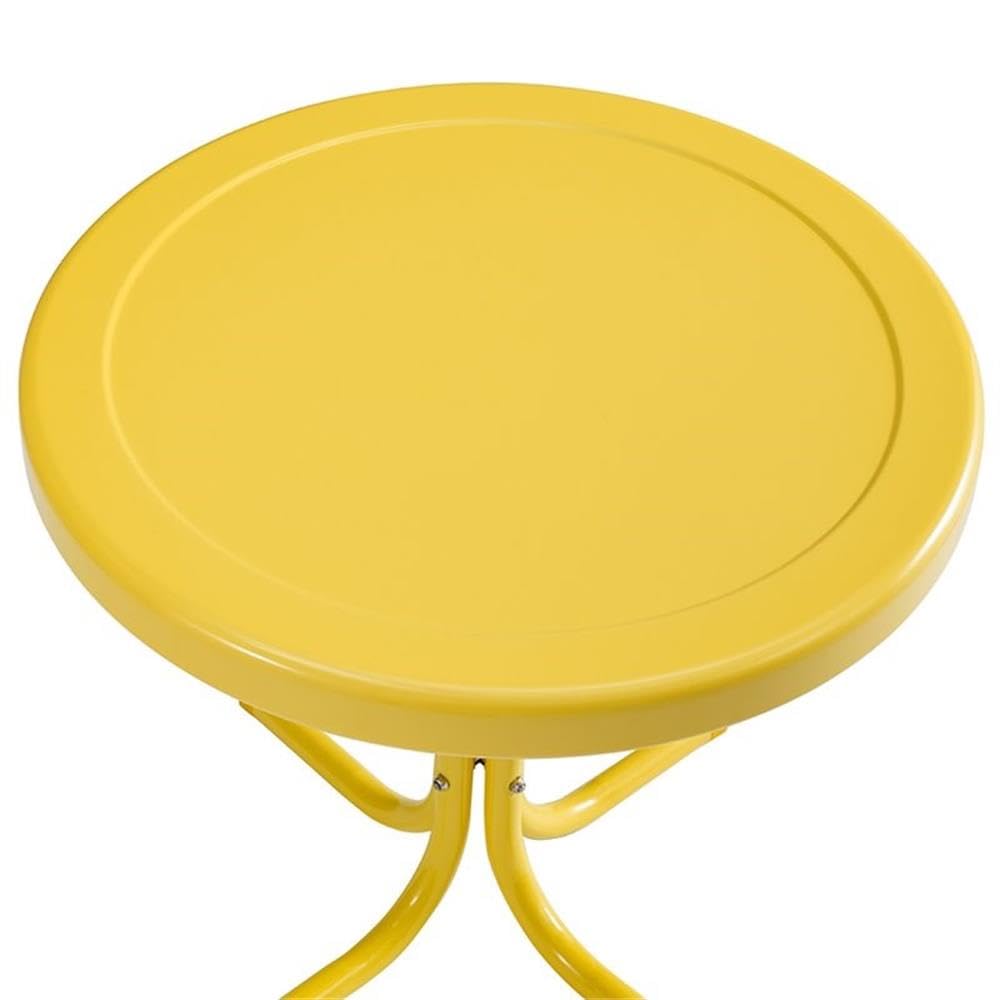 Home Square 2-Piece Yellow Metal Patio End Table Set - Outdoor Bistro Side Tables for Garden, Poolside & Patio Furniture