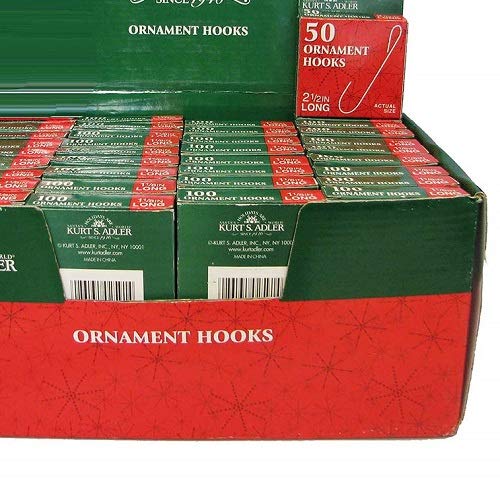 Kurt S. Adler 2.5-Inch Christmas Ornament Hooks - 50 Piece Set for Tree Decorations, Holiday Party & Gift Wrapping | Durable Metal Hangers for Xmas Decor