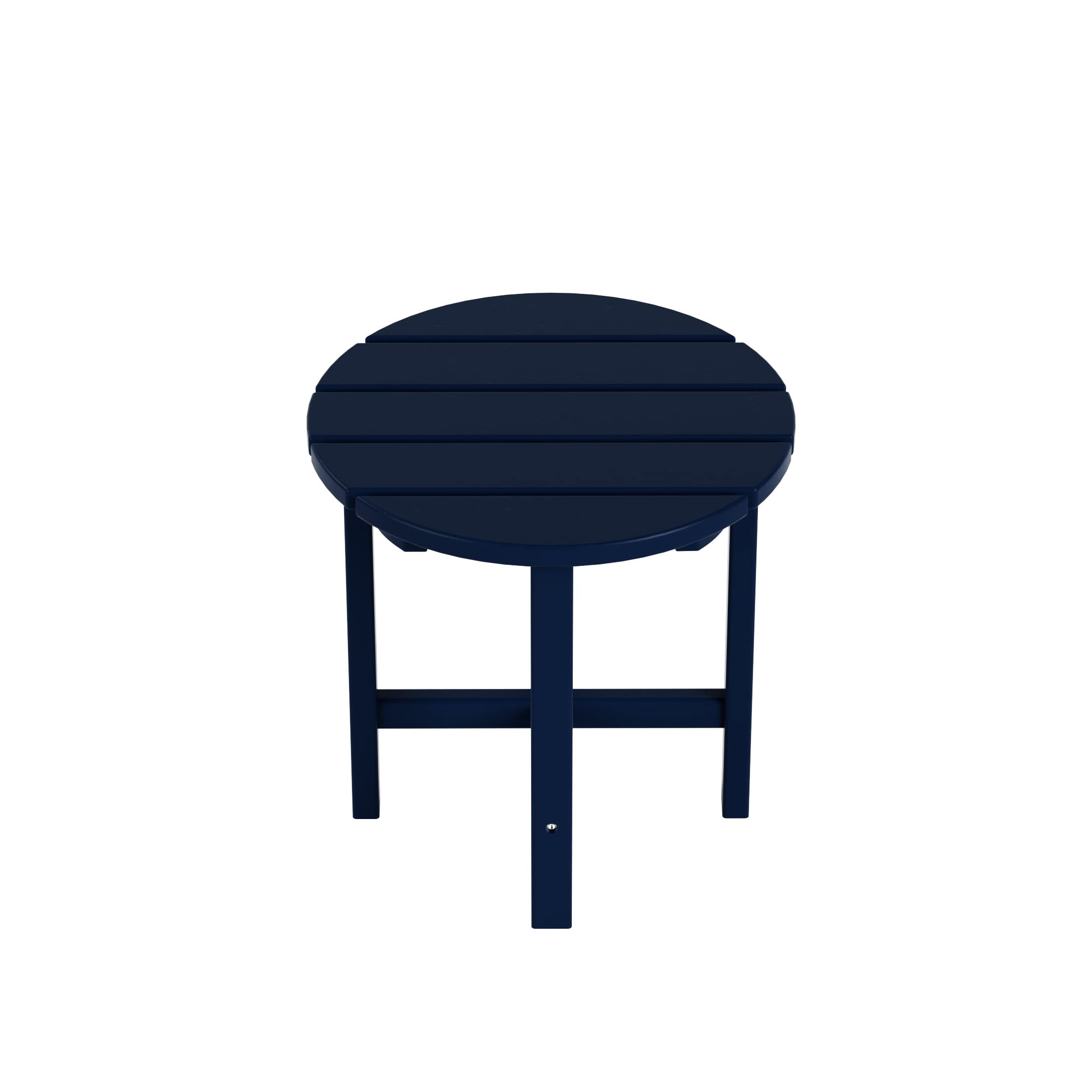 2-Piece WO Home Outdoor Adirondack Chair Set with Side Table - Weather-Resistant Poly Lumber Traditional Retro Lounger for Beach, Patio, Garden & Backyard - Navy Blue - Perfect for Relaxing Outdoors