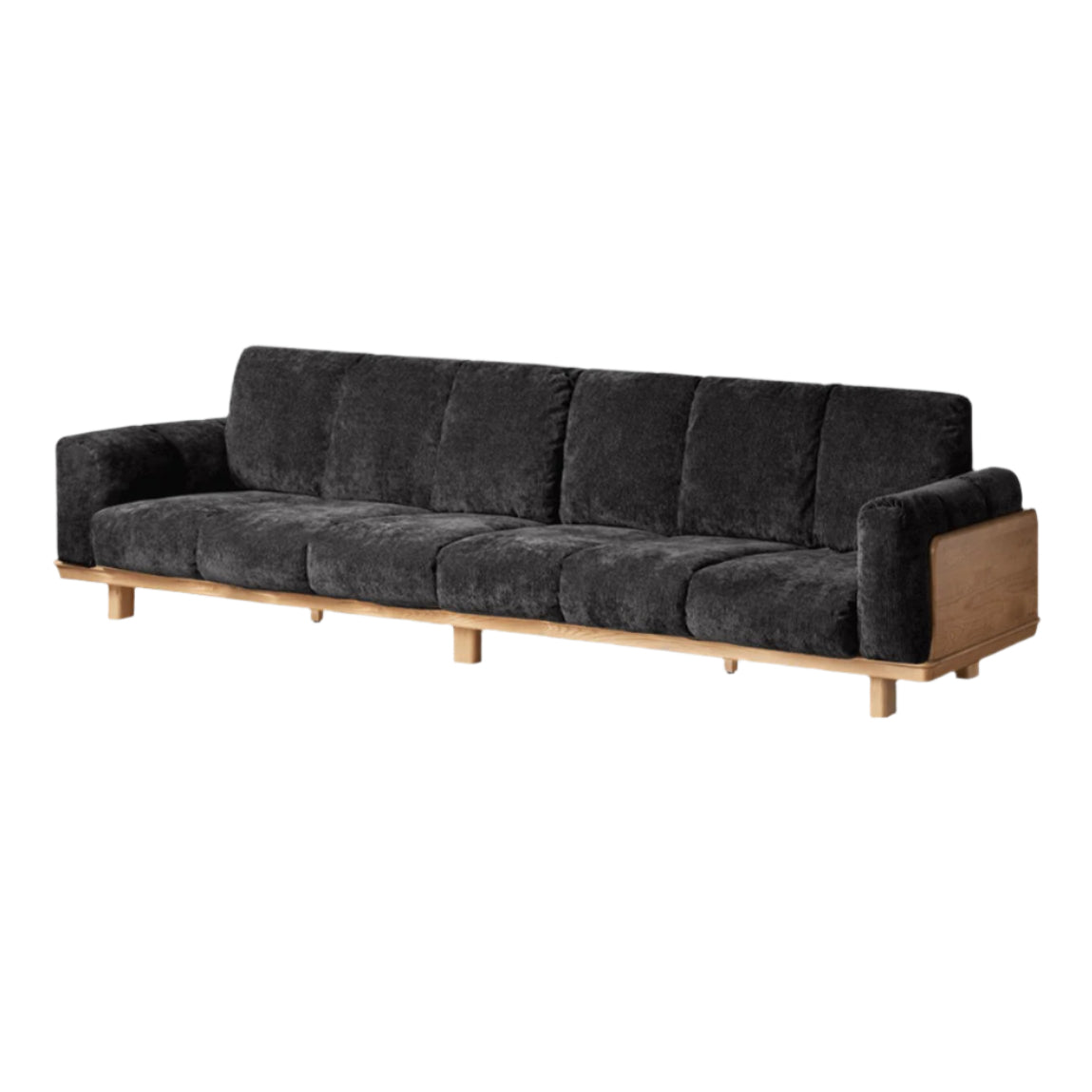 Modern Solid Wood Down Straight Sofa - Black Walnut & Ash Wood Frame - Perfect for Living Room, Lounge, or Office Comfort