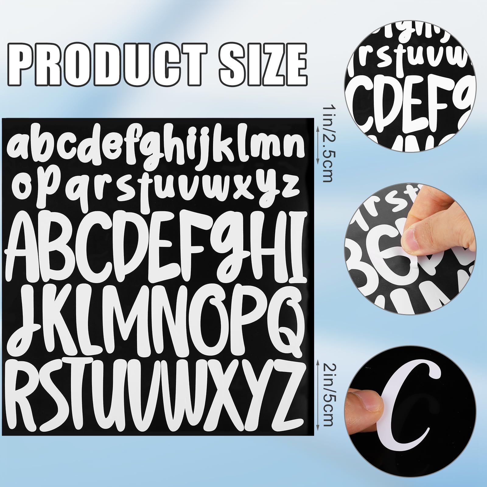 416pcs Self-Adhesive Alphabet Stickers - 8 Sheets (1