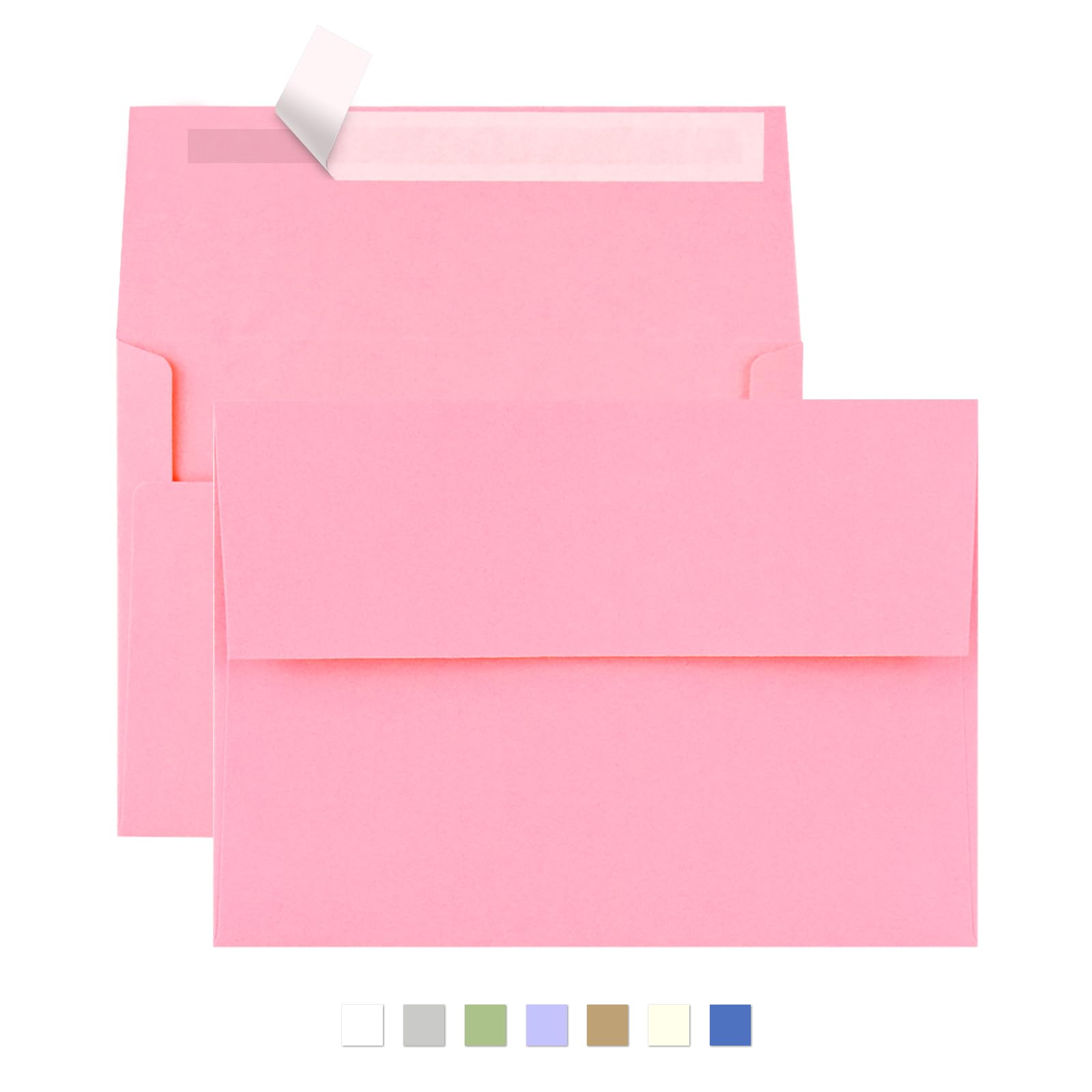 AZAZA 50 Pack A2 Envelopes 4.37x5.75 Inches - Pink Self Seal Printable Invitation Envelopes for Wedding, Baby Shower, Greeting Cards & Stationery - Perfect for DIY Crafts, Mailing & Special Occasions