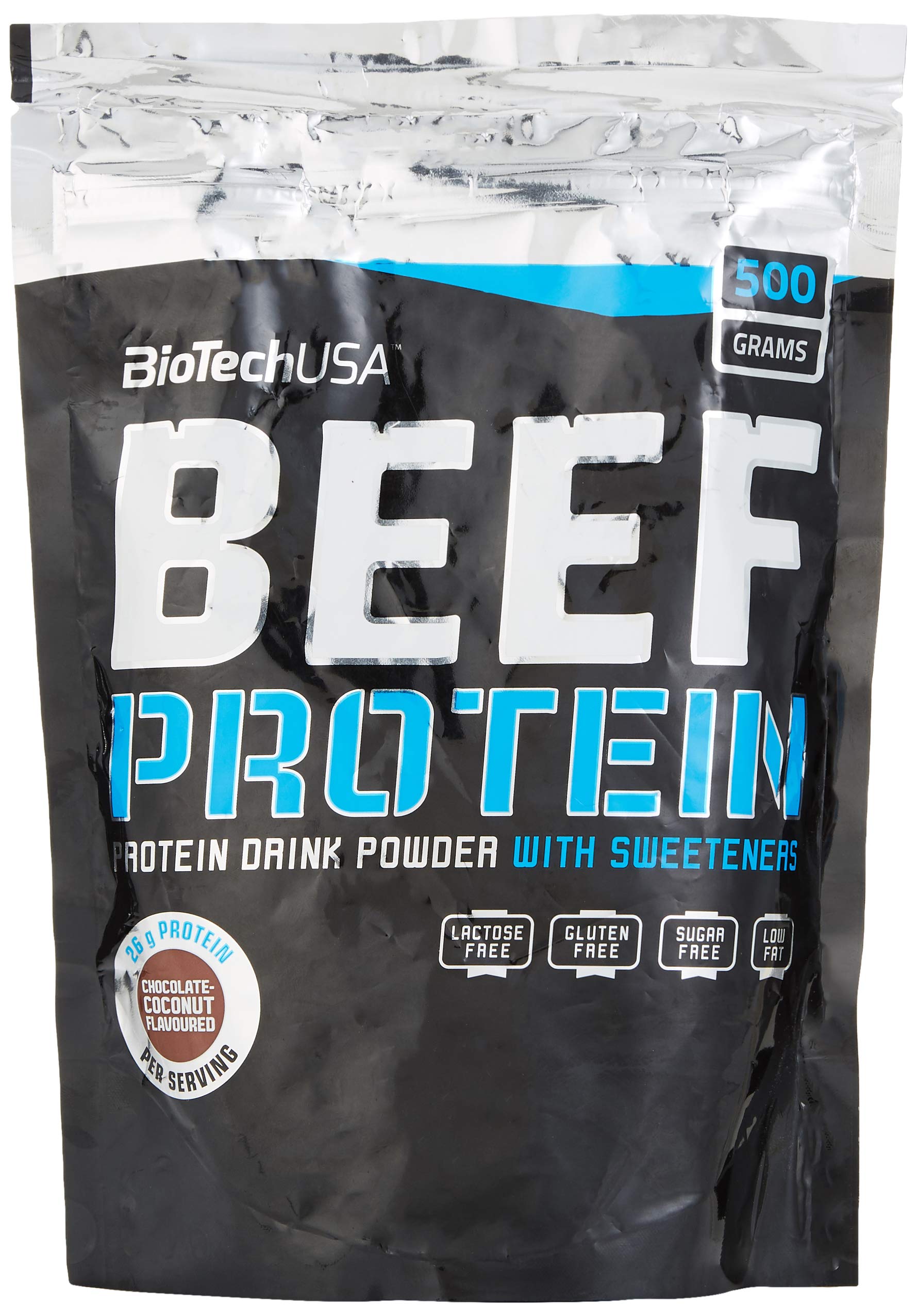 BioTechUSA Beef Protein Powder - Chocolate Coconut Flavor, 500g | High Protein Supplement for Muscle Growth & Recovery | Ideal for Post-Workout, Weight Training & Fitness Enthusiasts
