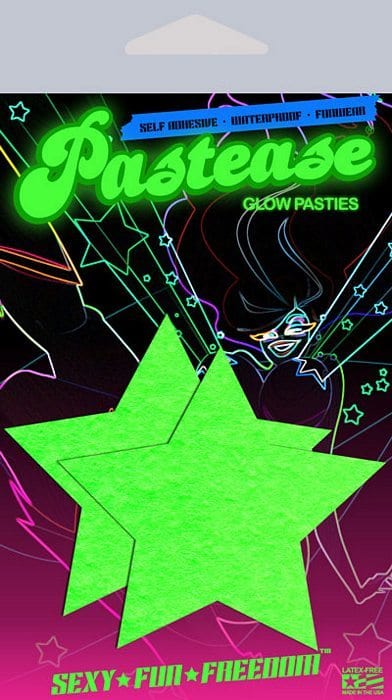 Pastease Glow in the Dark Star Pasties - Self-Adhesive Nipple Covers for Women | Perfect for Rave, Cosplay, Halloween & Sensual Nights