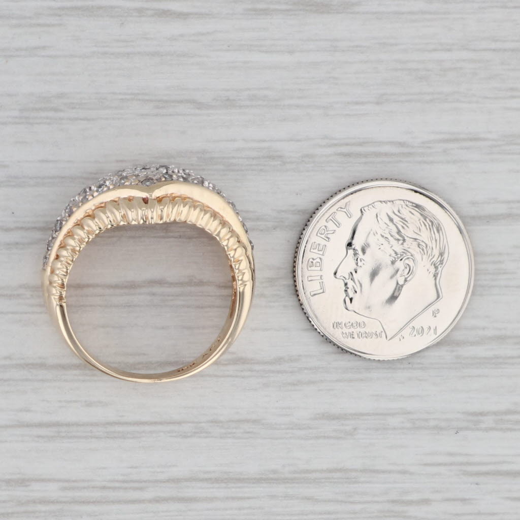 0.48ctw Diamond Contour Ring - 10k Yellow Gold Size 6 Stackable Wedding Band - Perfect for Stacking, Anniversary Gifts & Everyday Elegance