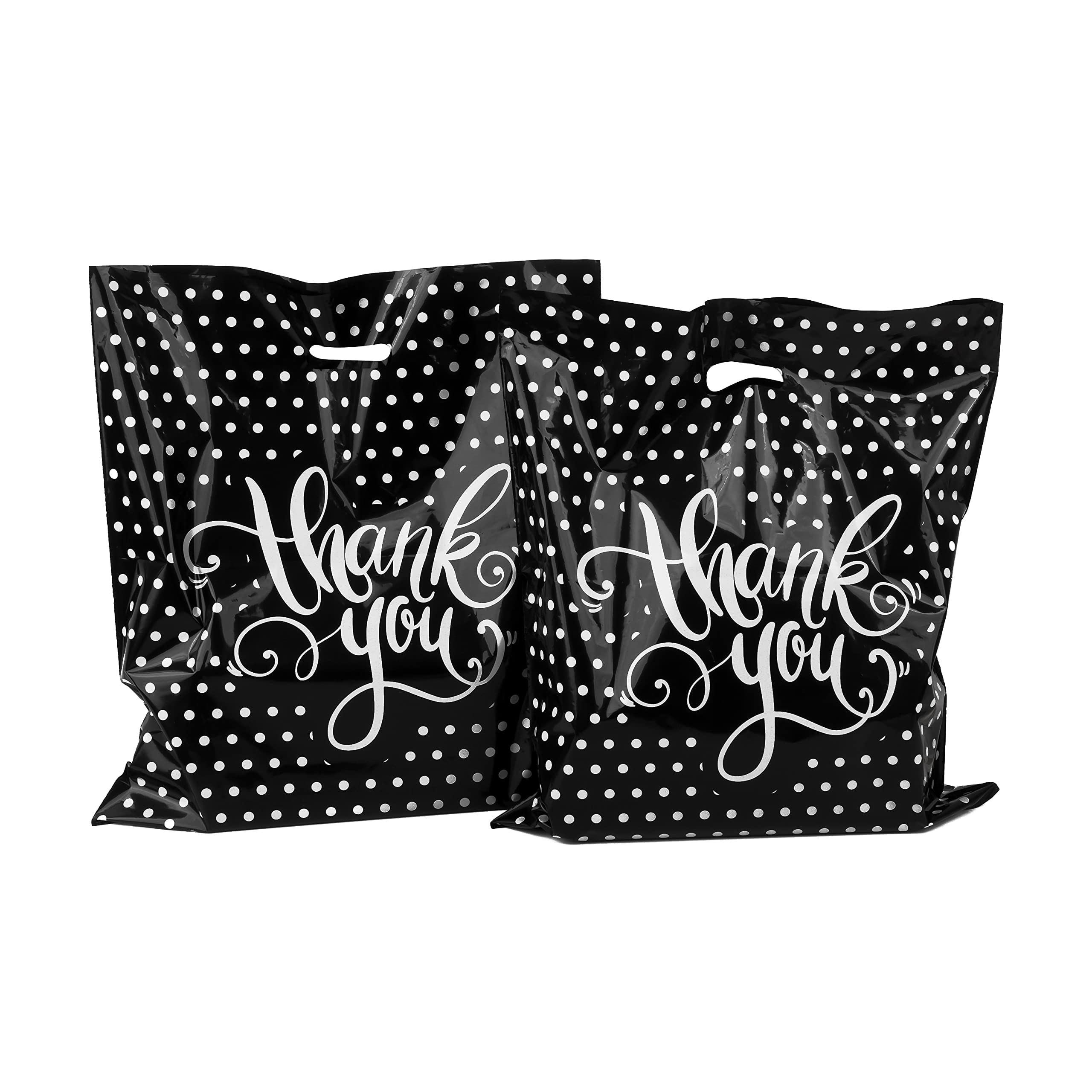 Thank You Bags for Business | 16x18 Plastic Shopping Bags with Handles | 100-Pack Merchandise Bags for Retail Stores & Boutiques | Small Business Gift Bags | Perfect for Packaging Products, Customer Purchases & Promotional Giveaways