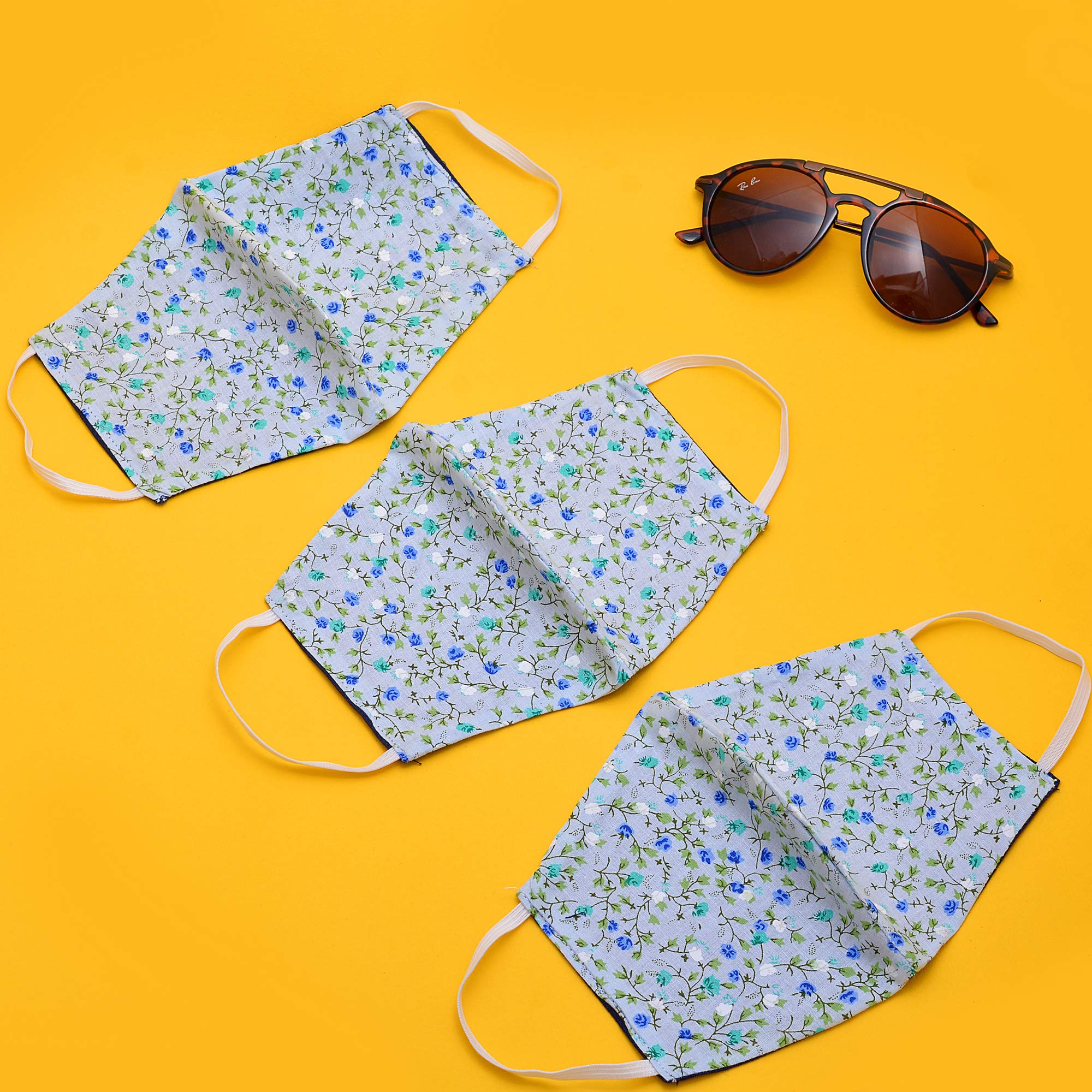 Women's Double-Sided Printed Cotton Face Mask - Washable & Reusable 2-Layer Fashion Mask for Daily Wear, Travel, and Outdoor Activities