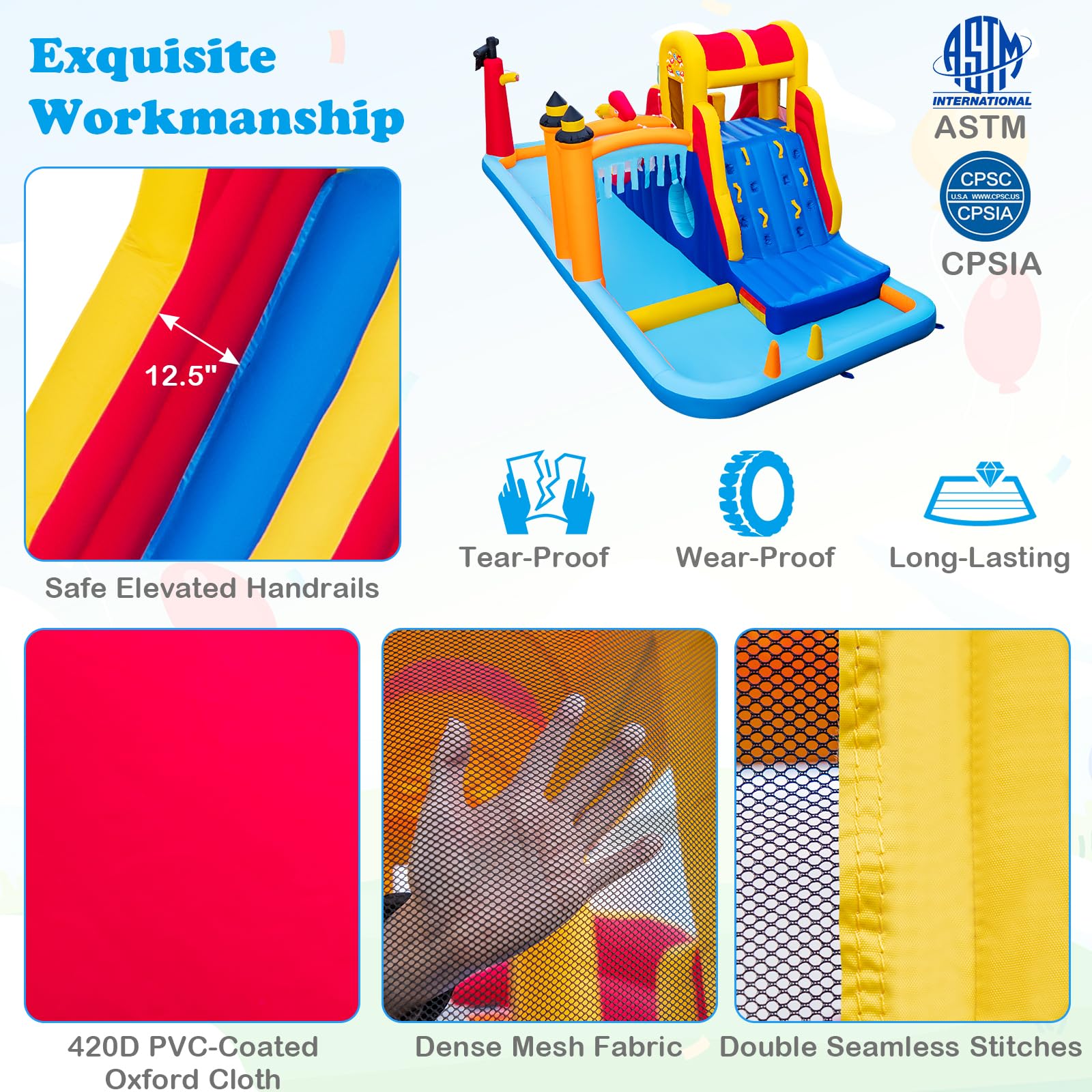 BOUNTECH 23x10FT Inflatable Water Slide Park - Dual Racing Slides, Climbing Wall & Hide & Seek Cave for Kids | Outdoor Blow Up Water Slides for Backyard Parties, Summer Fun & Birthday Gifts | Perfect for Family Gatherings, Pool Parties & Outdoor Adventures