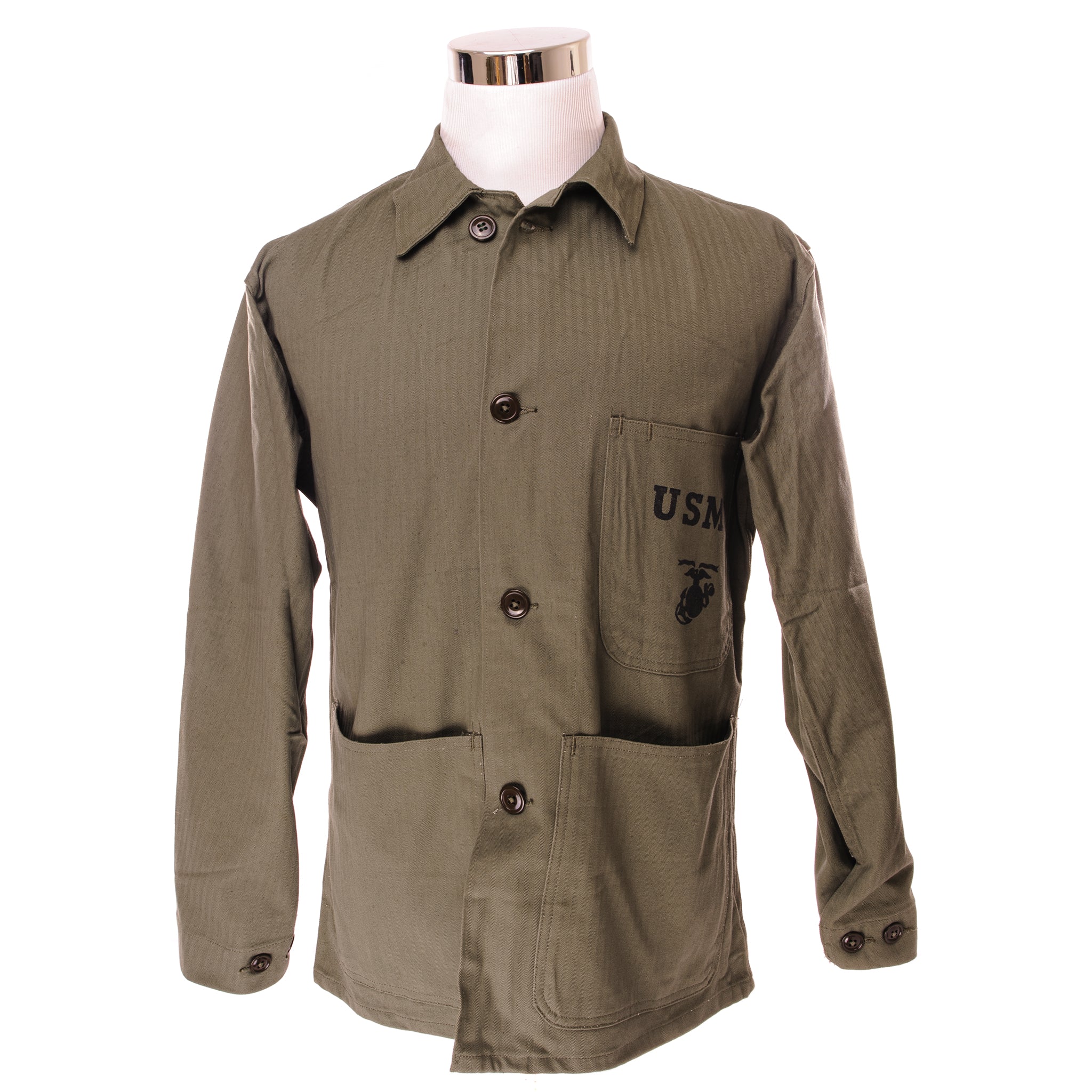 Vintage USMC HBT P44 Utility Jacket - Korean War Era (1952) - Deadstock Size 36 - Military Surplus Outerwear for Collectors & Reenactors - Perfect for Historical Displays, Cosplay & Outdoor Adventures