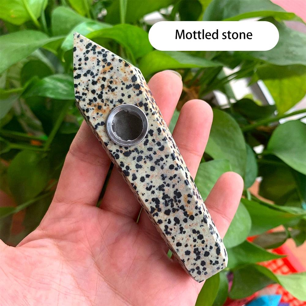Natural Crystal Pipe with Metal Filter - Rose Quartz Healing Wand for Meditation, Relaxation & Energy Cleansing | Perfect for Reiki, Yoga & Spiritual Practices