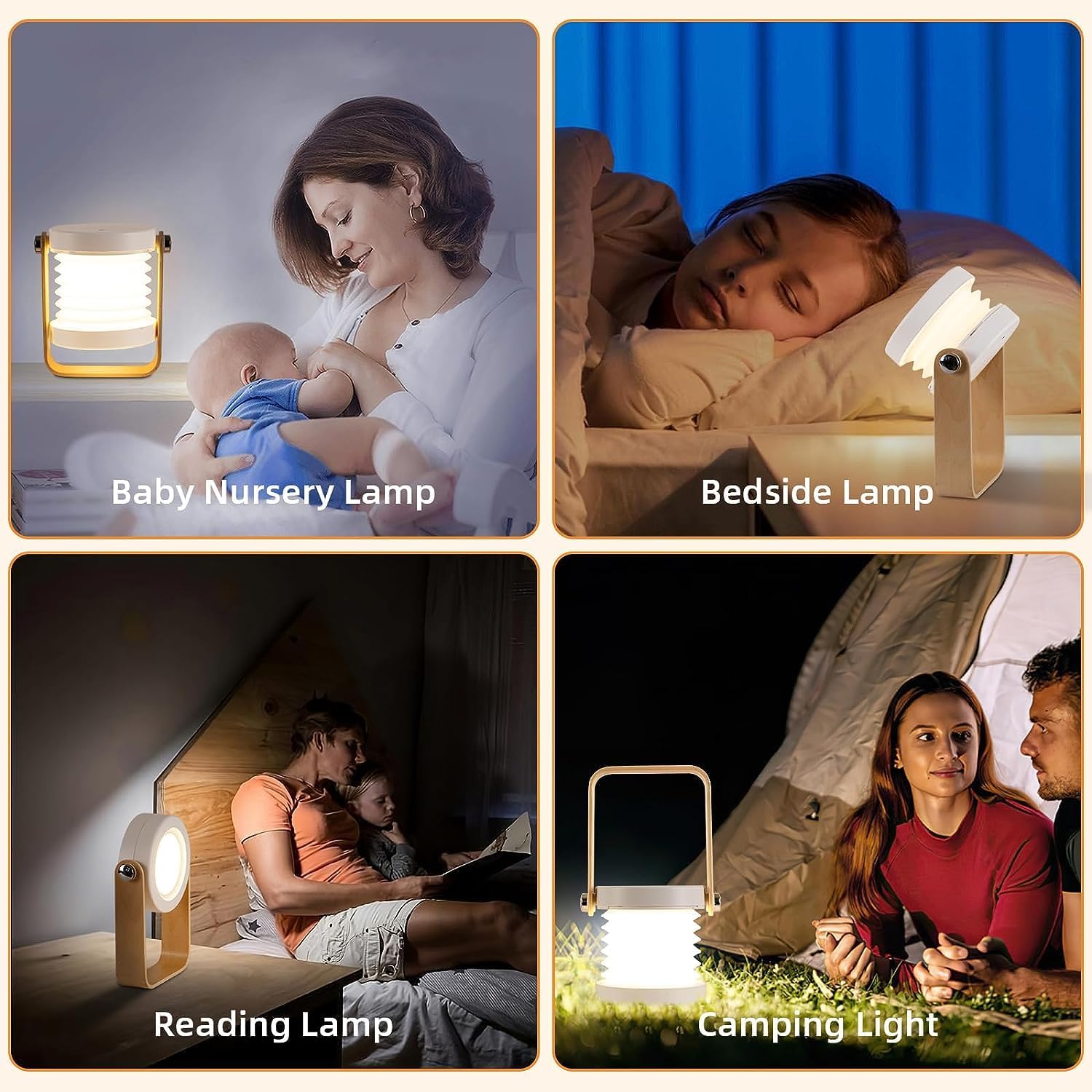 Foldable Rechargeable LED Table Lamp - Portable Cordless Dimmable Reading Light for Bedroom, Camping & Emergency Use