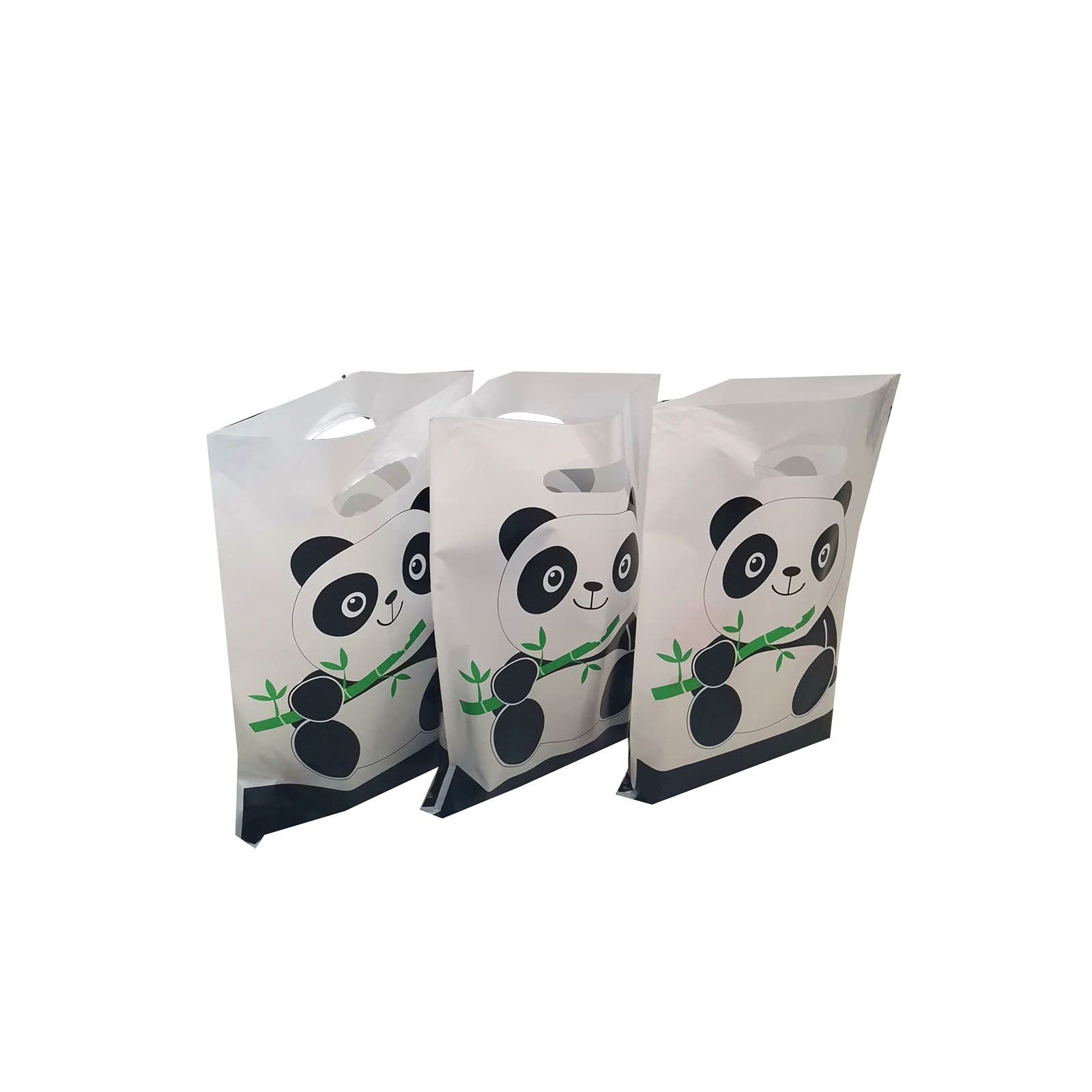 LYT Panda Party Bags - 30 Count Black & White Cartoon Plastic Favor Bags for Birthday, Baby Shower, Kids Party Supplies - Glossy Gift Bags for Goodie Bags, Party Decorations & Celebration Favors